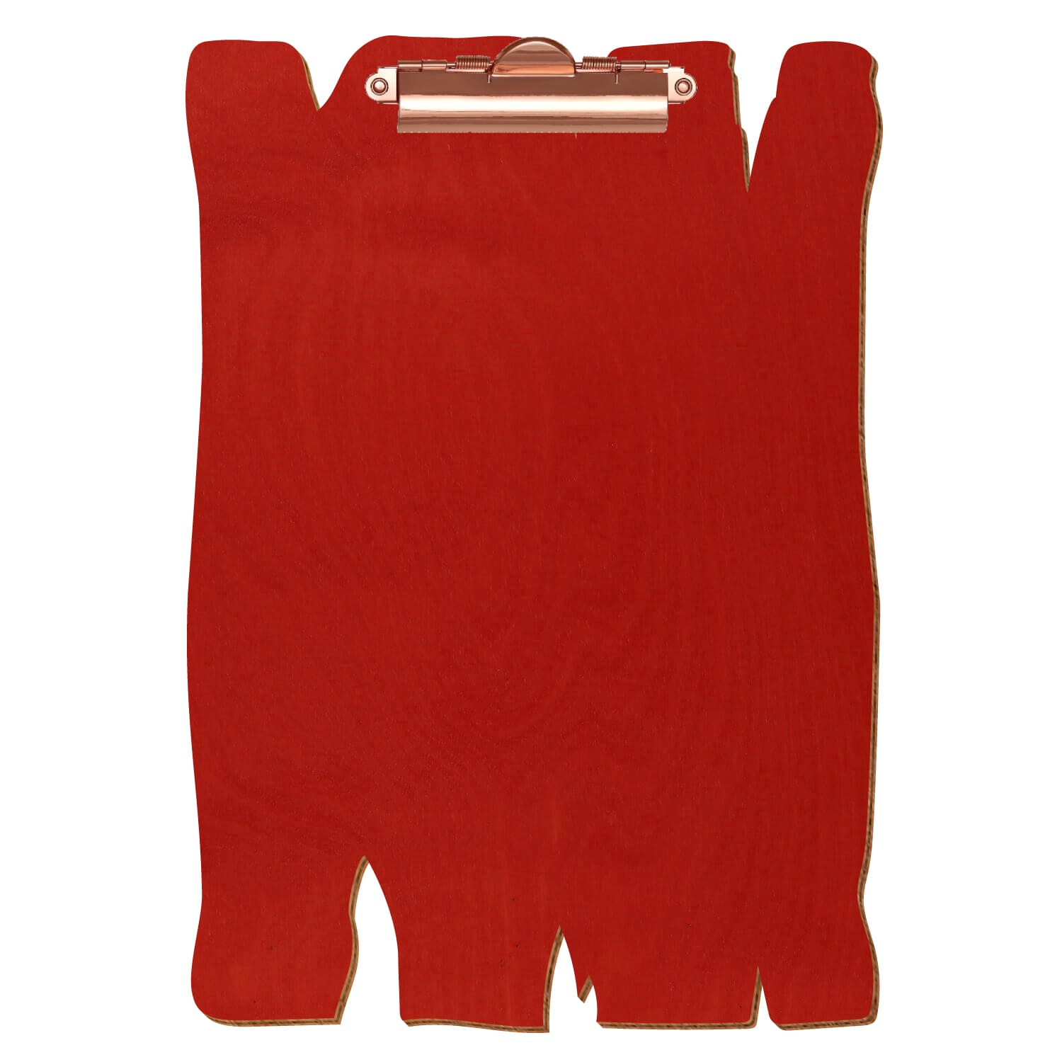 Klemmbrett Holzbrettform Rot A4 hochkant Zahnklemme roségold