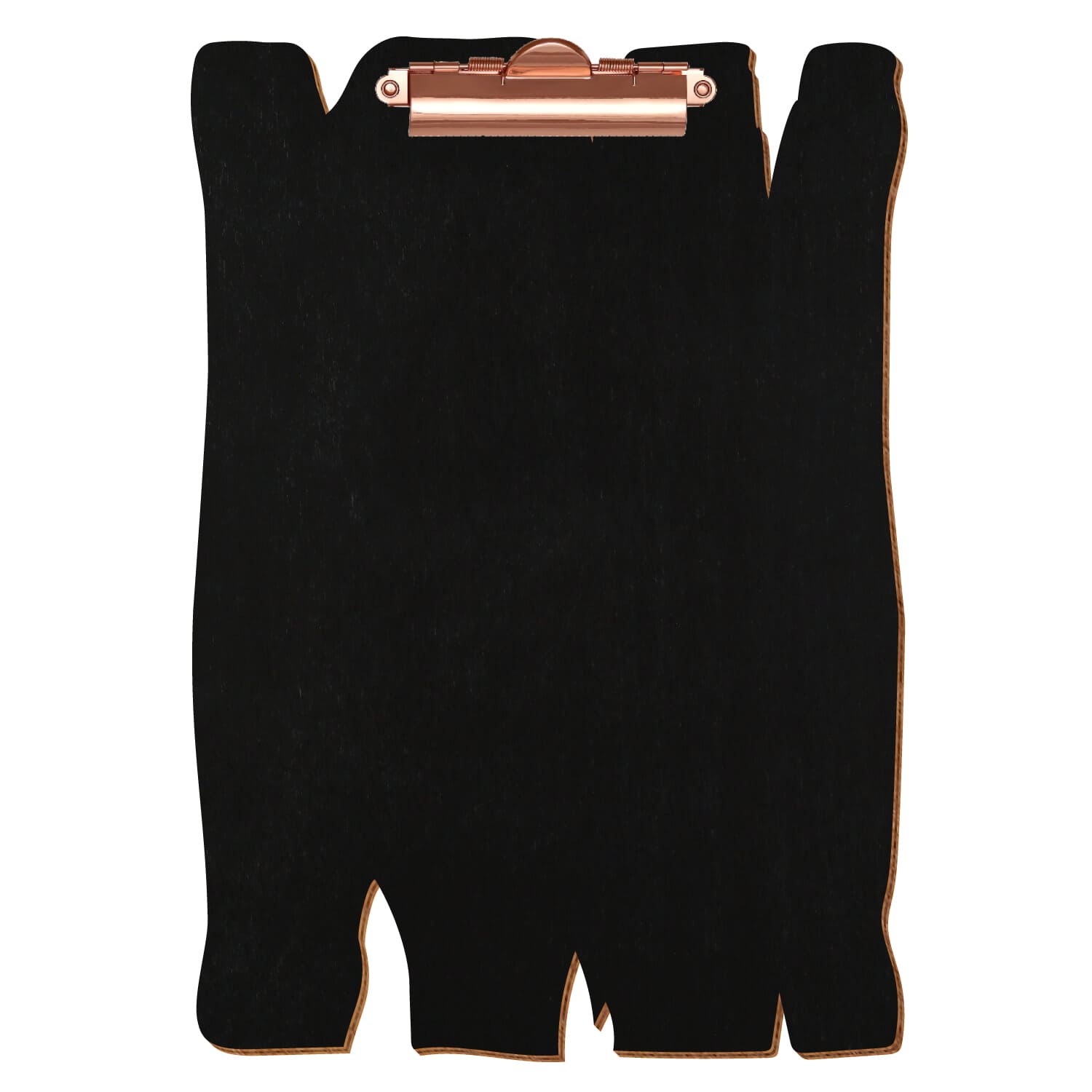 Klemmbrett Holzbrettform Schwarz A4 hochkant Zahnklemme roségold