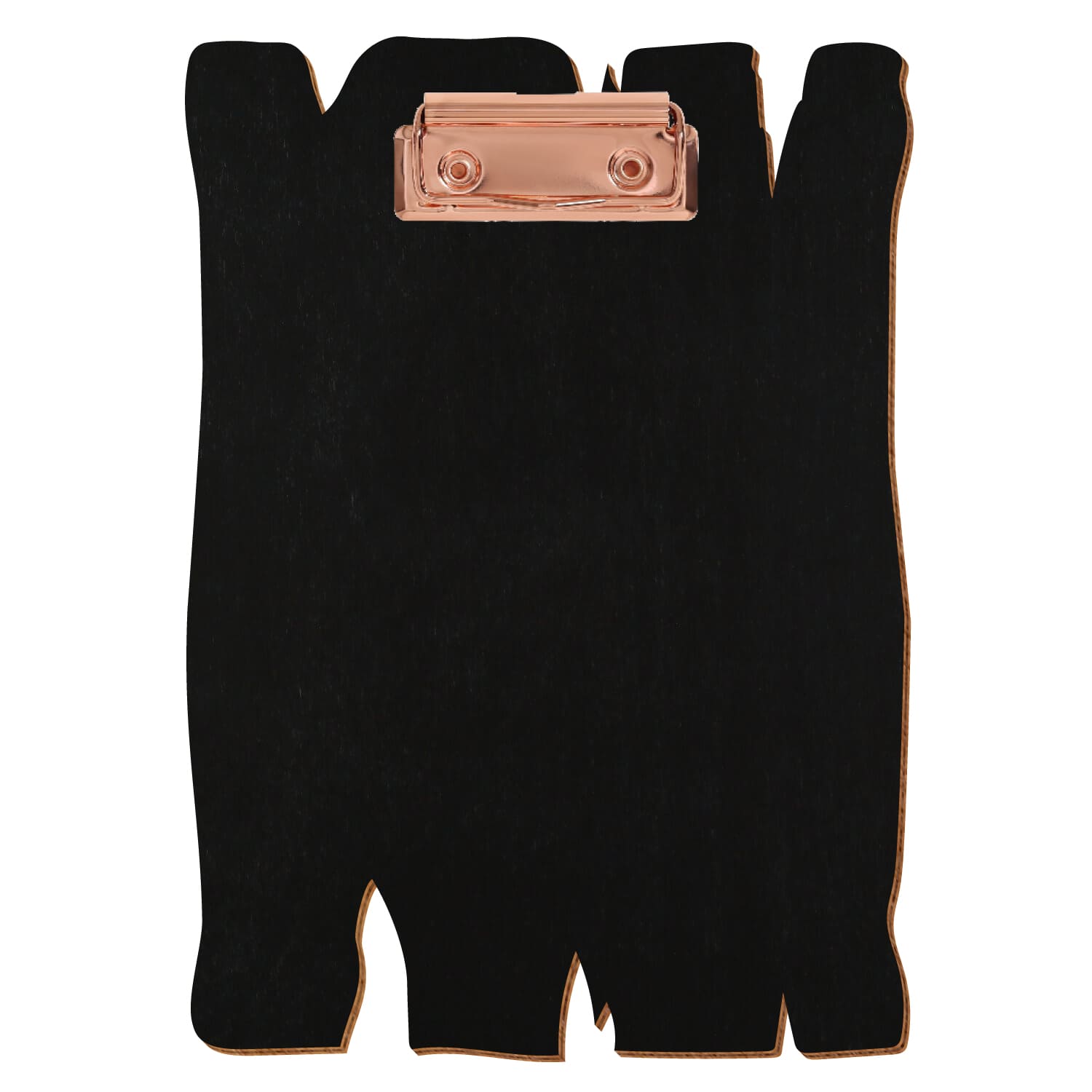 Klemmbrett Holzbrettform Schwarz A5 hochkant Bügelklemme roségold