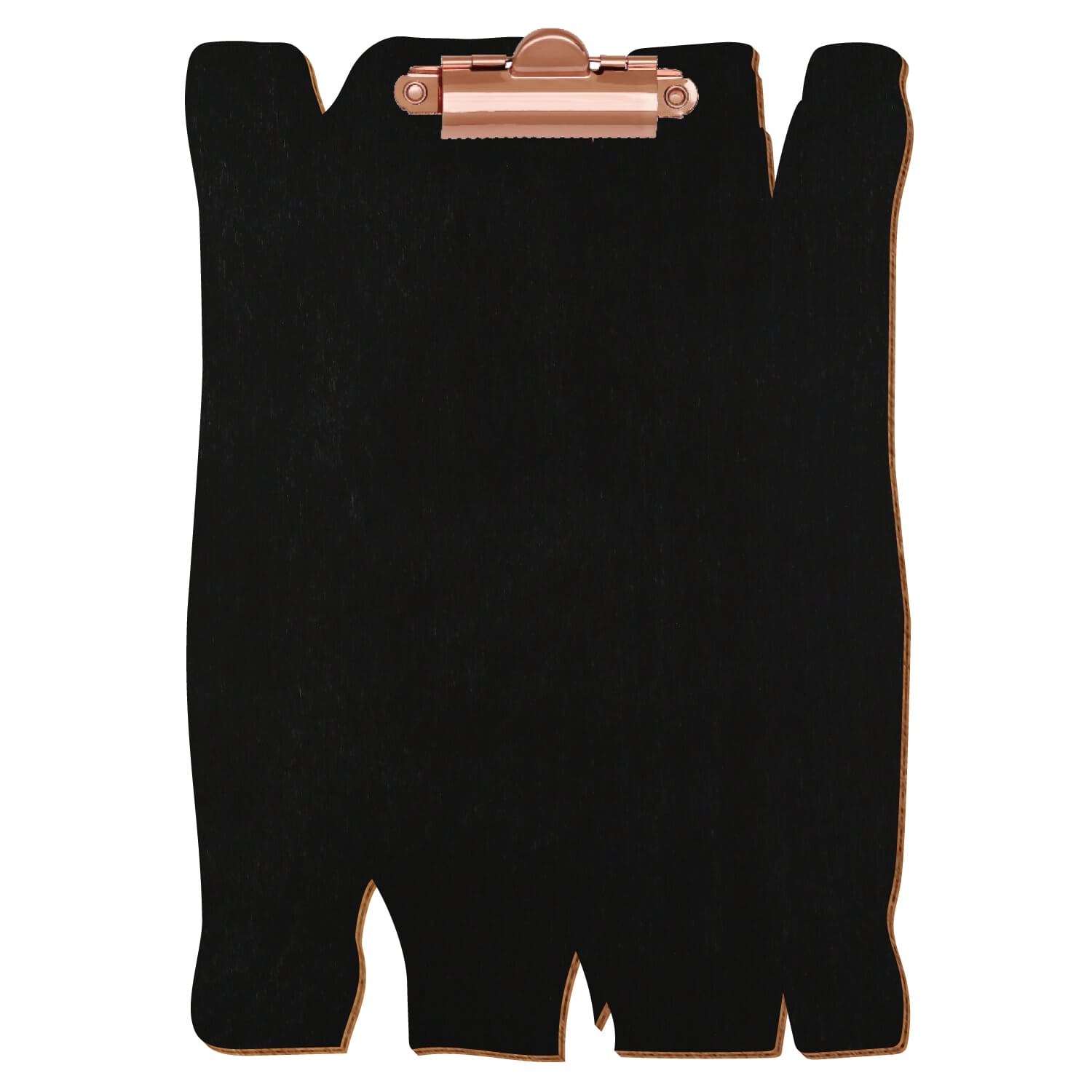 Klemmbrett Holzbrettform Schwarz A5 hochkant Zahnklemme roségold