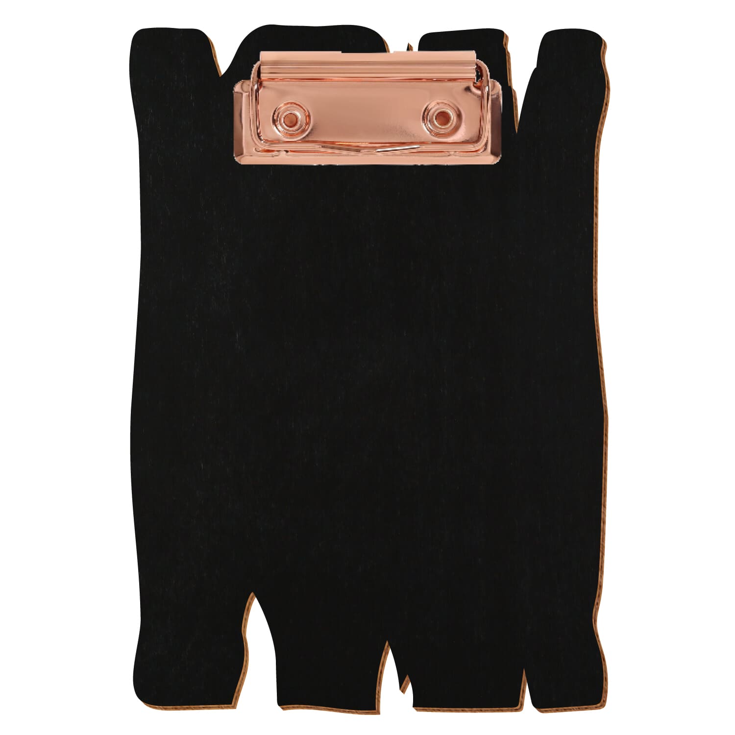 Klemmbrett Holzbrettform Schwarz A6 hochkant Bügelklemme roségold
