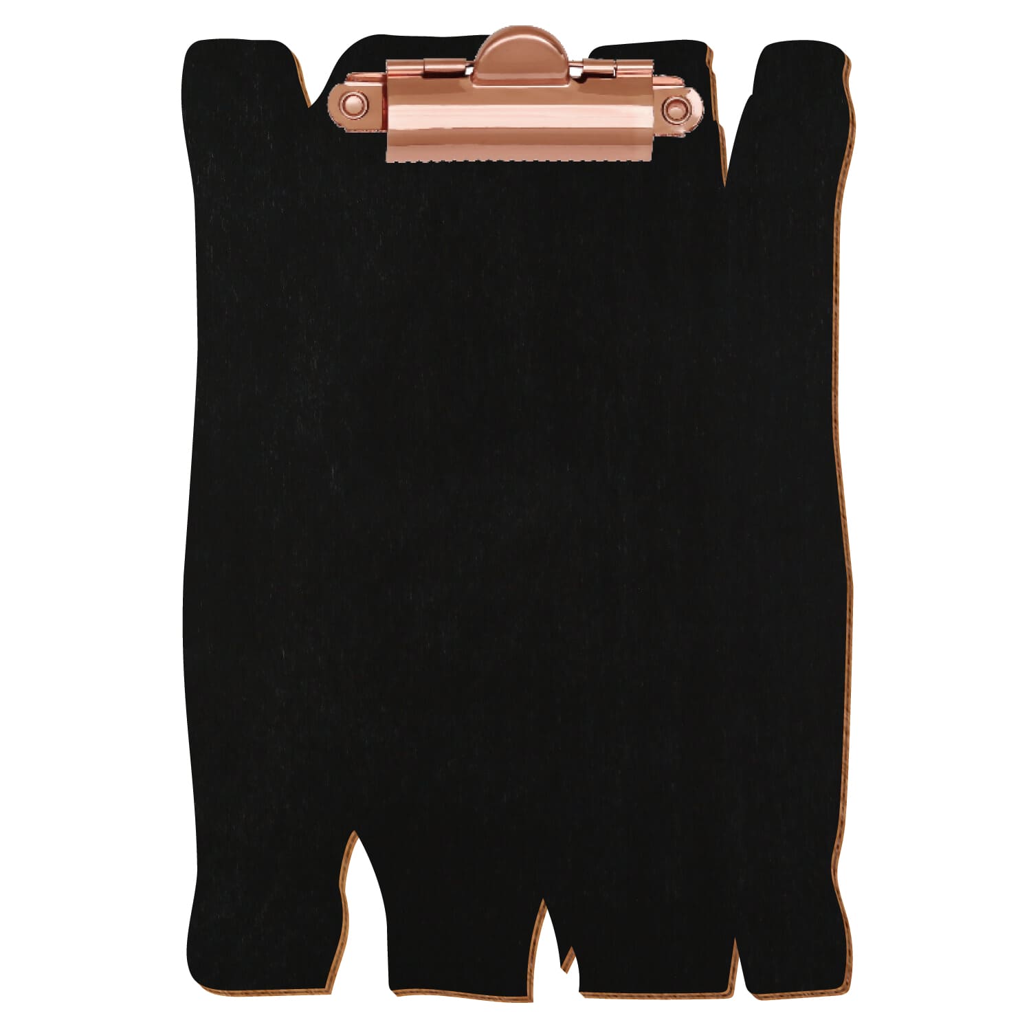 Klemmbrett Holzbrettform Schwarz A6 hochkant Zahnklemme roségold
