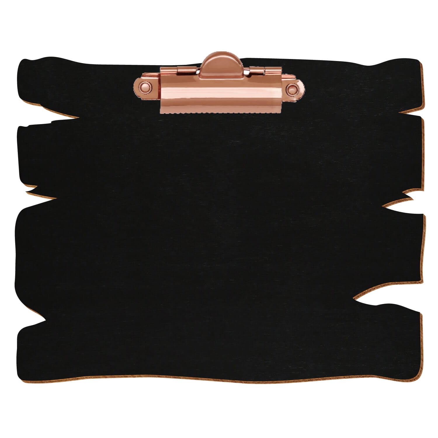 Klemmbrett Holzbrettform Schwarz A6 querkant Zahnklemme roségold