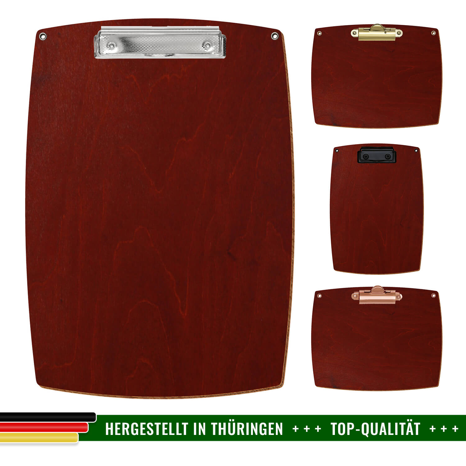 Klemmbrett konvex Kirschbaum dunkel mit Ösen