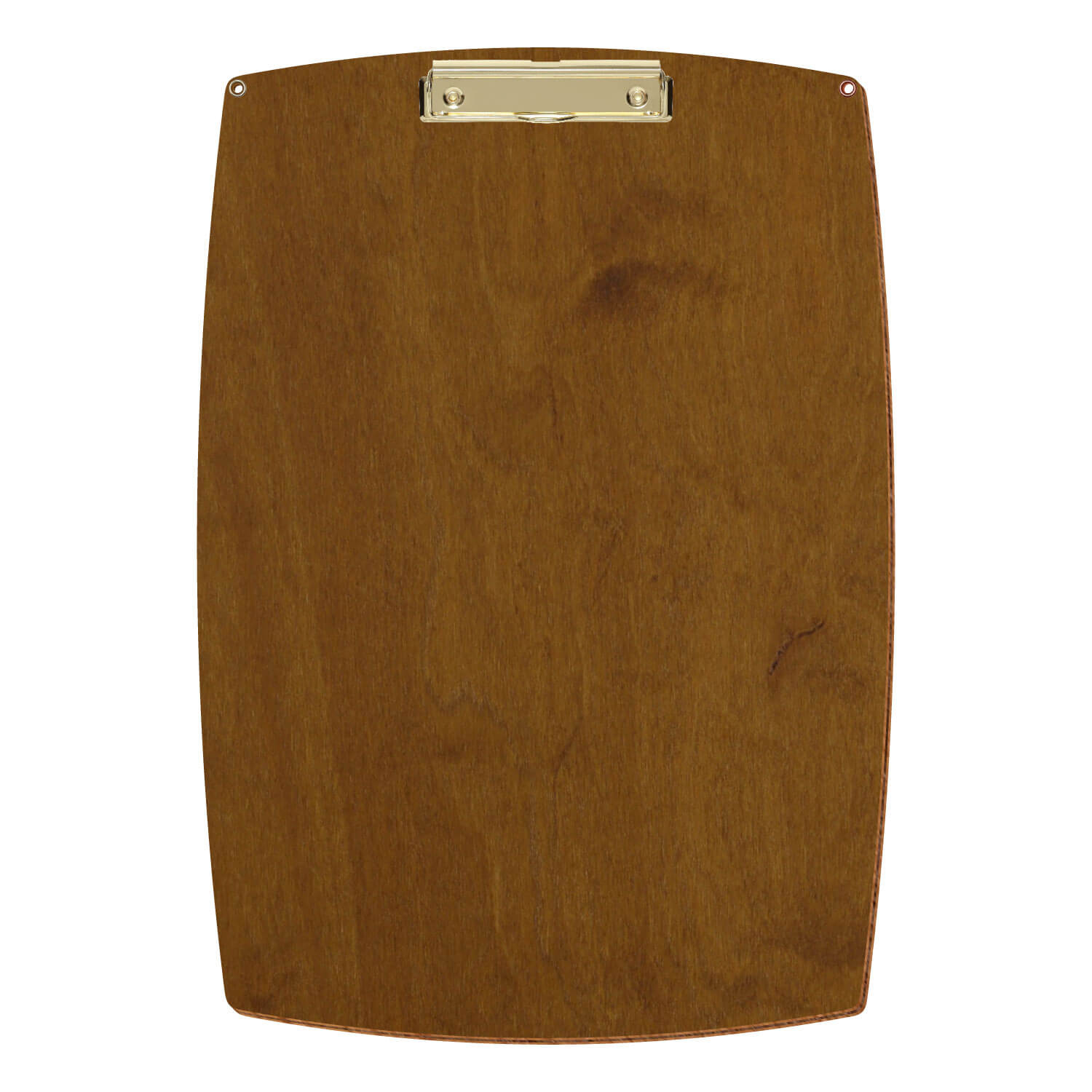 Bütic Holz-Klemmbrett konvex in der Farbe Teak mit Aufhängeösen in A3 hochkant mit goldener Bügelklemme