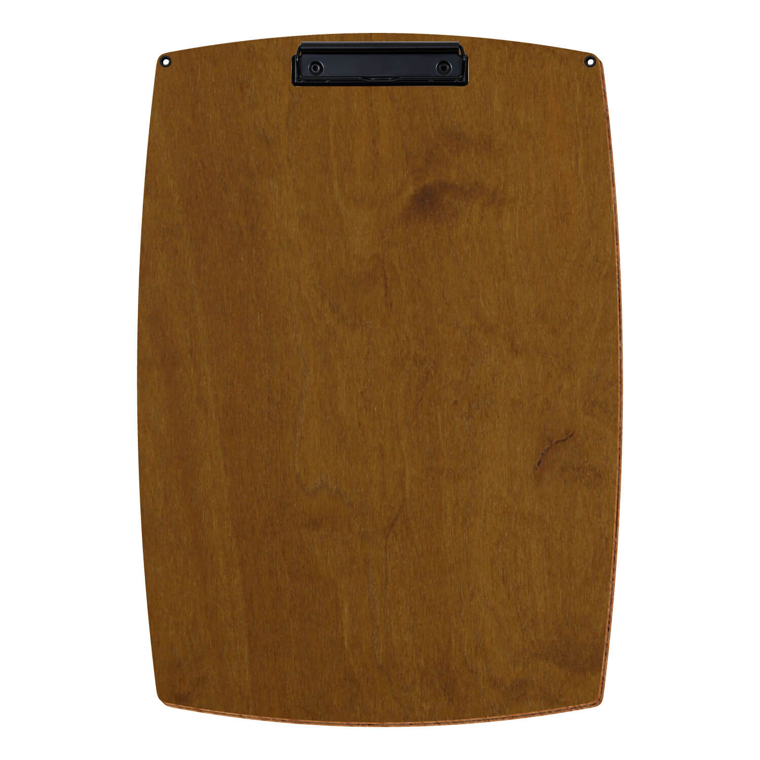 Bütic Holz-Klemmbrett konvex in der Farbe Teak mit Aufhängeösen in A3 hochkant mit schwarzer Bügelklemme