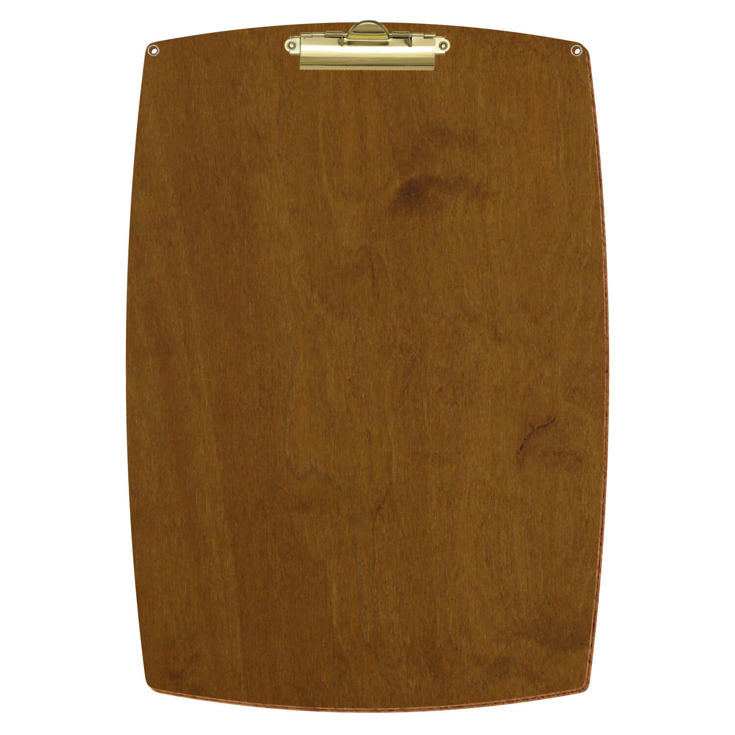 Bütic Holz-Klemmbrett konvex in der Farbe Teak mit Aufhängeösen in A3 hochkant mit goldener Zahnklemme