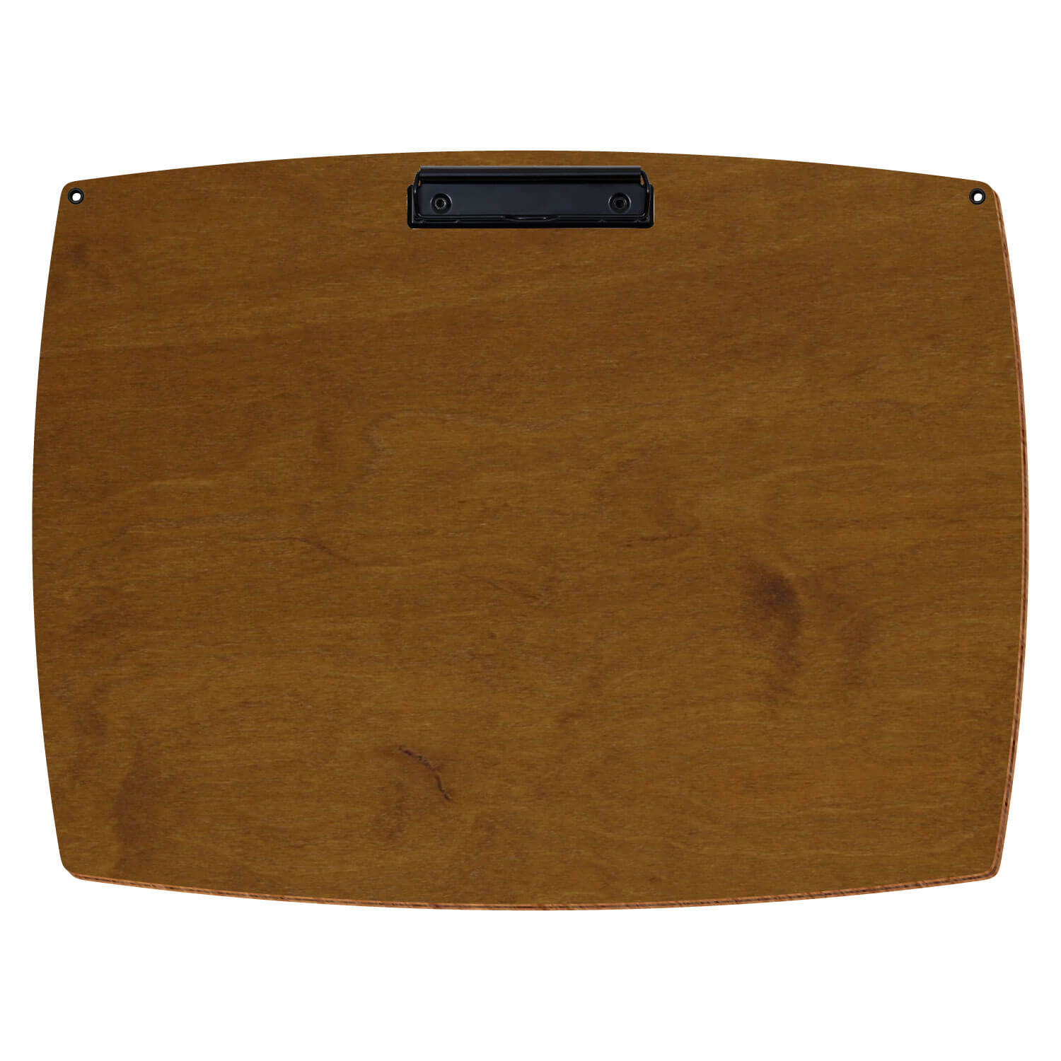 Bütic Holz-Klemmbrett konvex in der Farbe Teak mit Aufhängeösen in A3 querkant mit schwarzer Bügelklemme