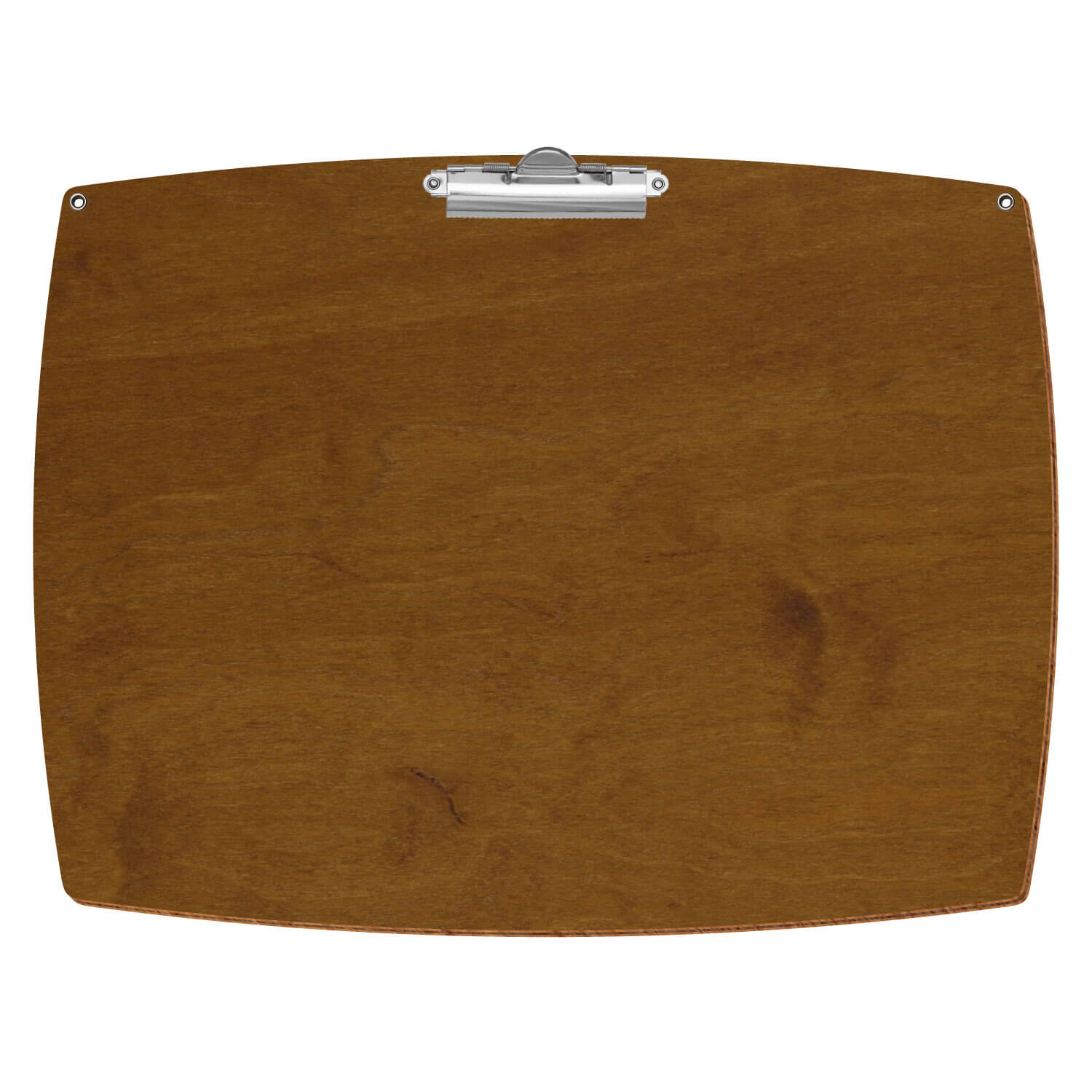 Bütic Holz-Klemmbrett konvex in der Farbe Teak mit Aufhängeösen in A3 querkant mit silberner Zahnklemme
