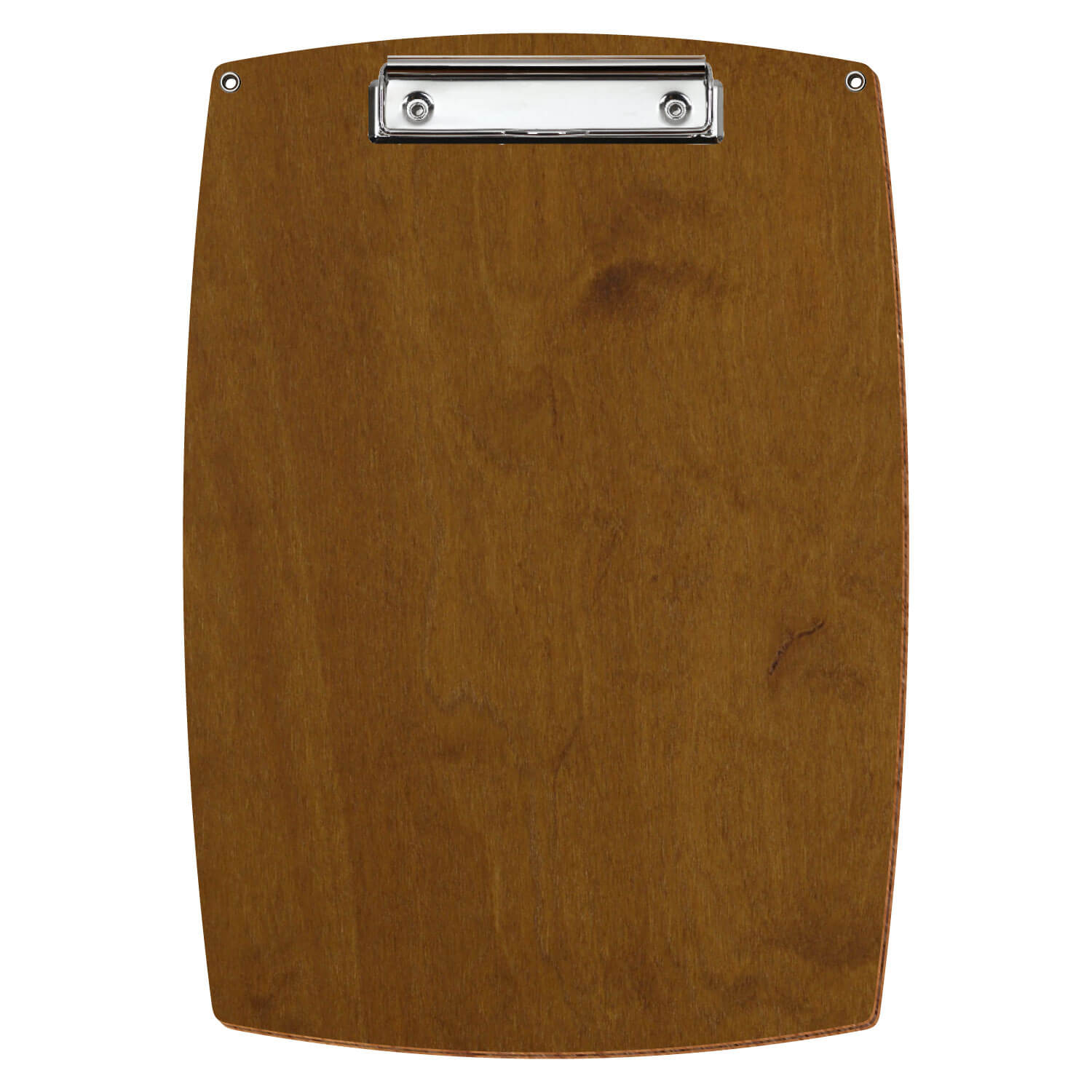 Bütic Holz-Klemmbrett konvex in der Farbe Teak mit Aufhängeösen in A4 hochkant mit silberner Bügelklemme