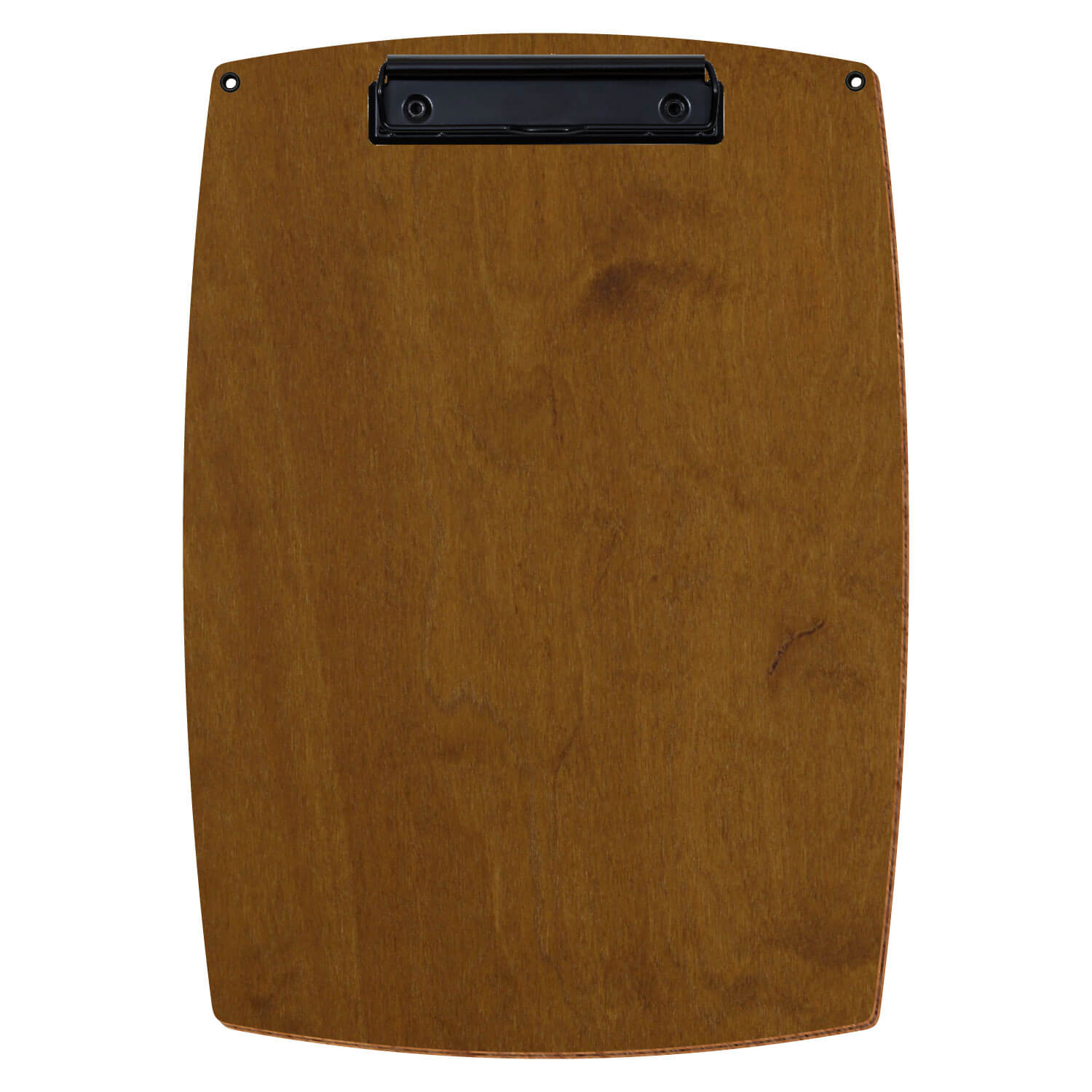 Bütic Holz-Klemmbrett konvex in der Farbe Teak mit Aufhängeösen in A4 hochkant mit schwarzer Bügelklemme