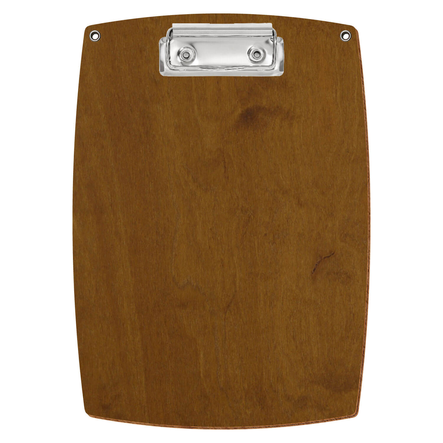 Bütic Holz-Klemmbrett konvex in der Farbe Teak mit Aufhängeösen in A5 hochkant mit silberner Bügelklemme