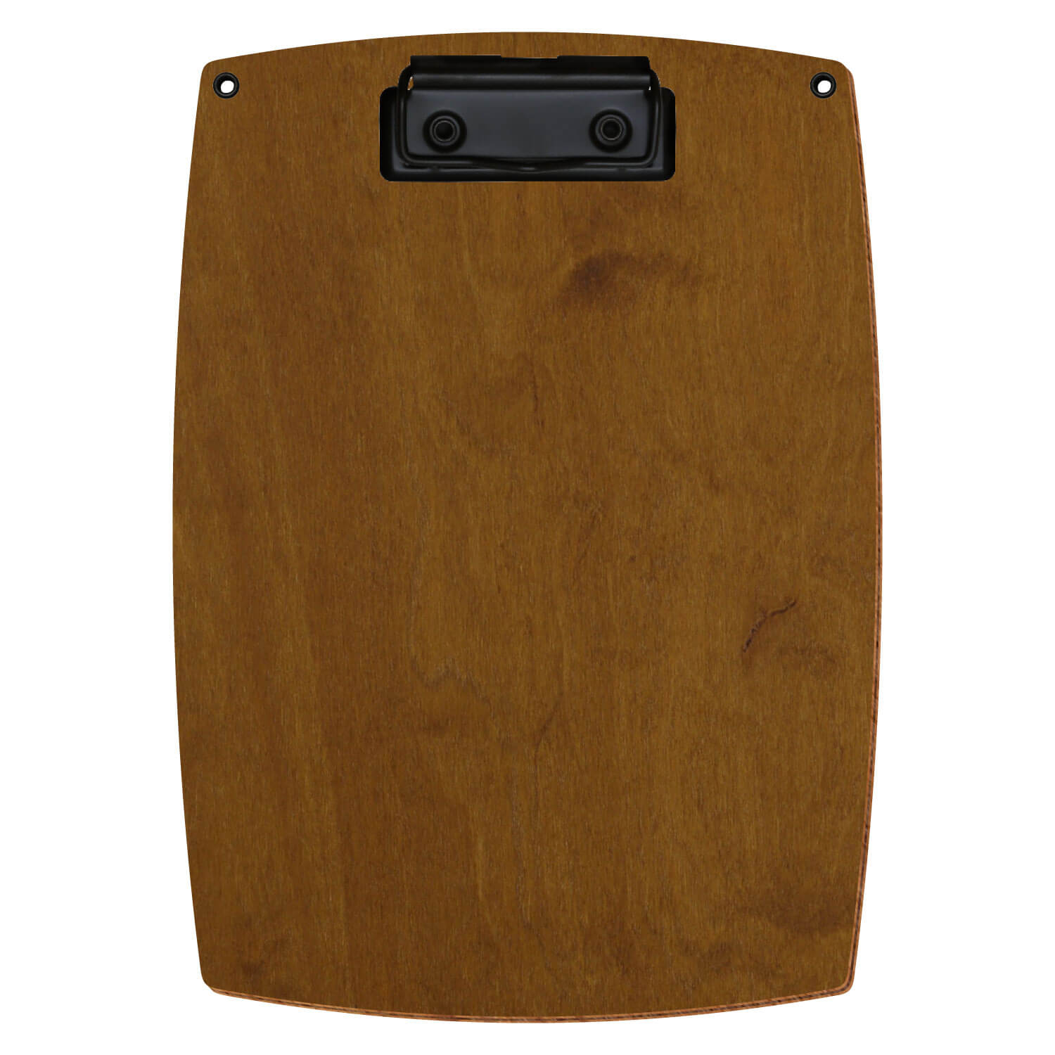 Bütic Holz-Klemmbrett konvex in der Farbe Teak mit Aufhängeösen in A5 hochkant mit schwarzer Bügelklemme
