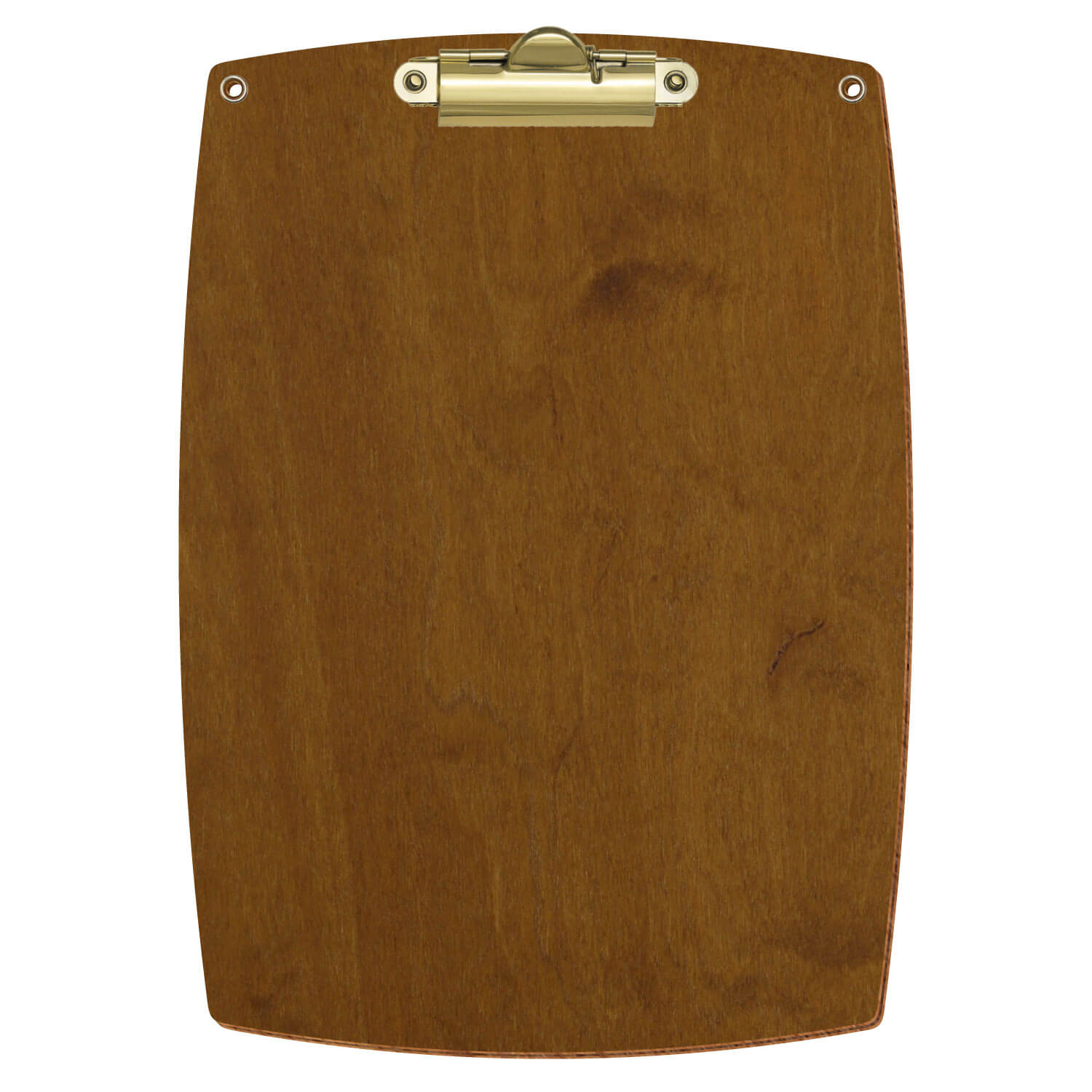 Bütic Holz-Klemmbrett konvex in der Farbe Teak mit Aufhängeösen in A5 hochkant mit goldener Zahnklemme