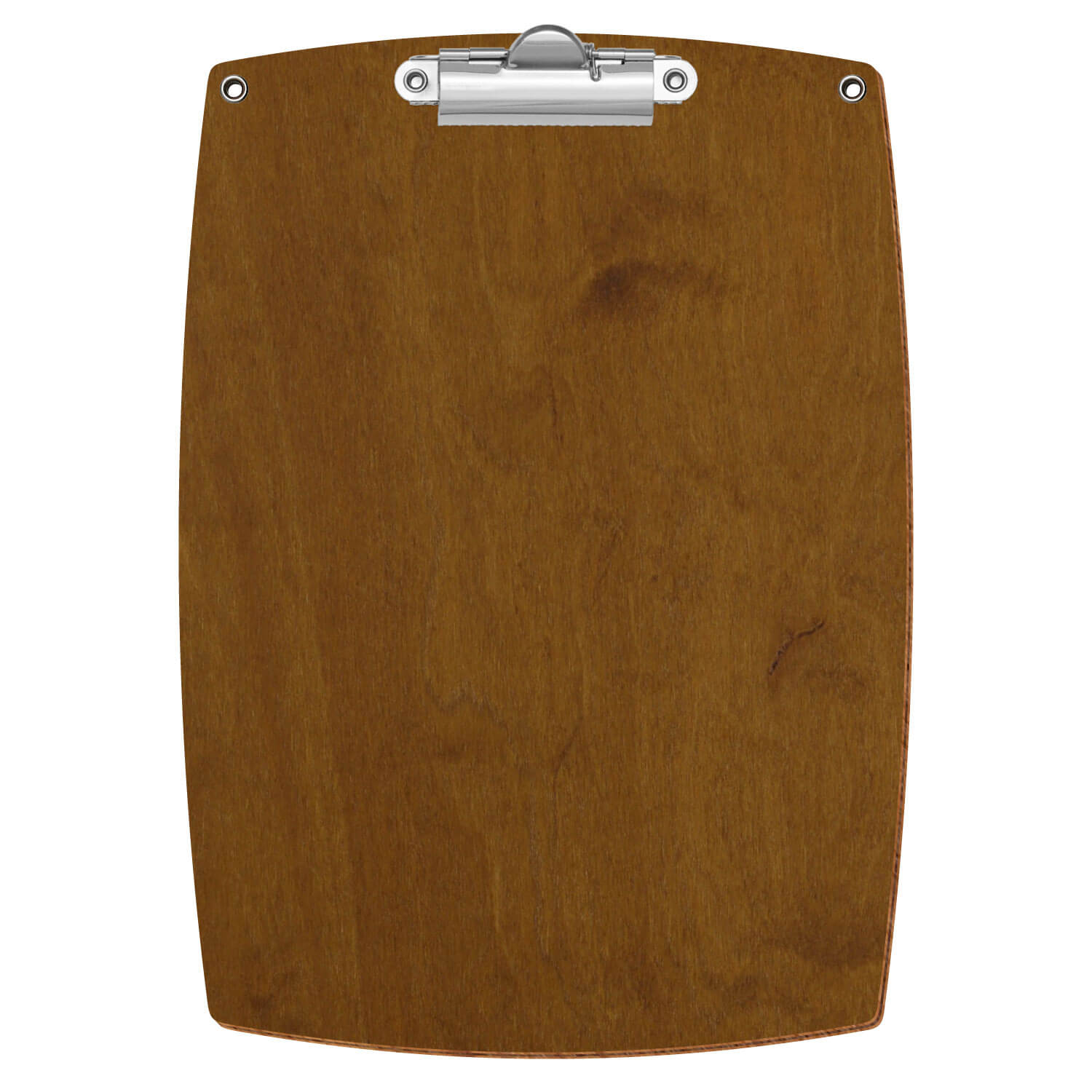 Bütic Holz-Klemmbrett konvex in der Farbe Teak mit Aufhängeösen in A5 hochkant mit silberner Zahnklemme