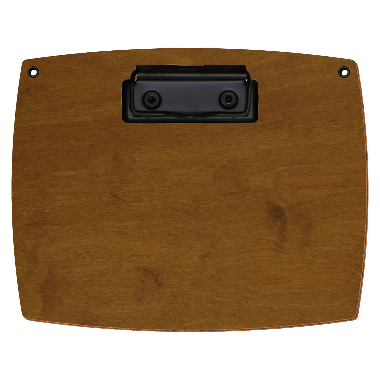 Bütic Holz-Klemmbrett konvex in der Farbe Teak mit Aufhängeösen in A6 querkant mit schwarzer Bügelklemme