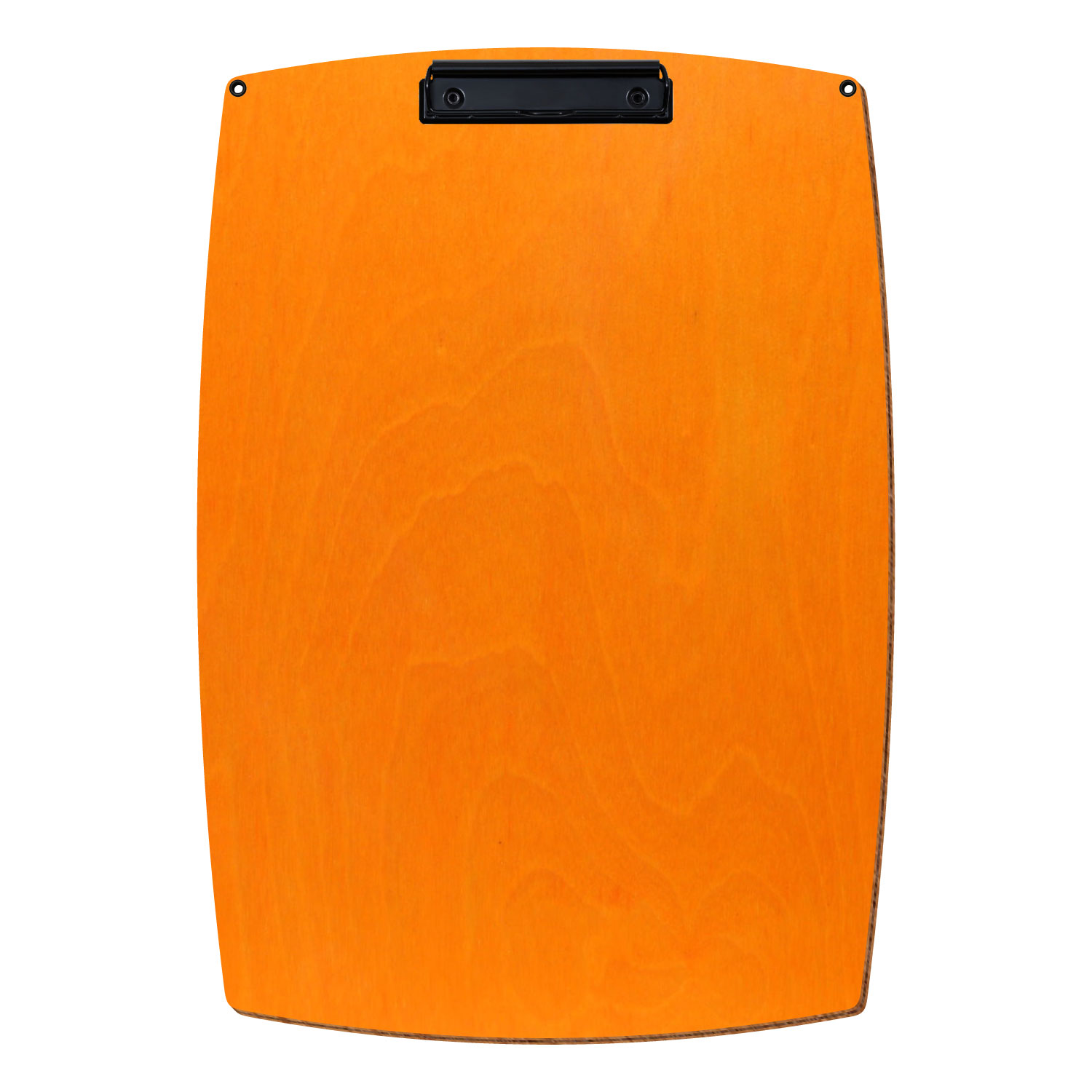 Bütic Holz-Klemmbrett konvex orange mit Aufhängeösen in A3 hochkant mit schwarzer Bügelklemme