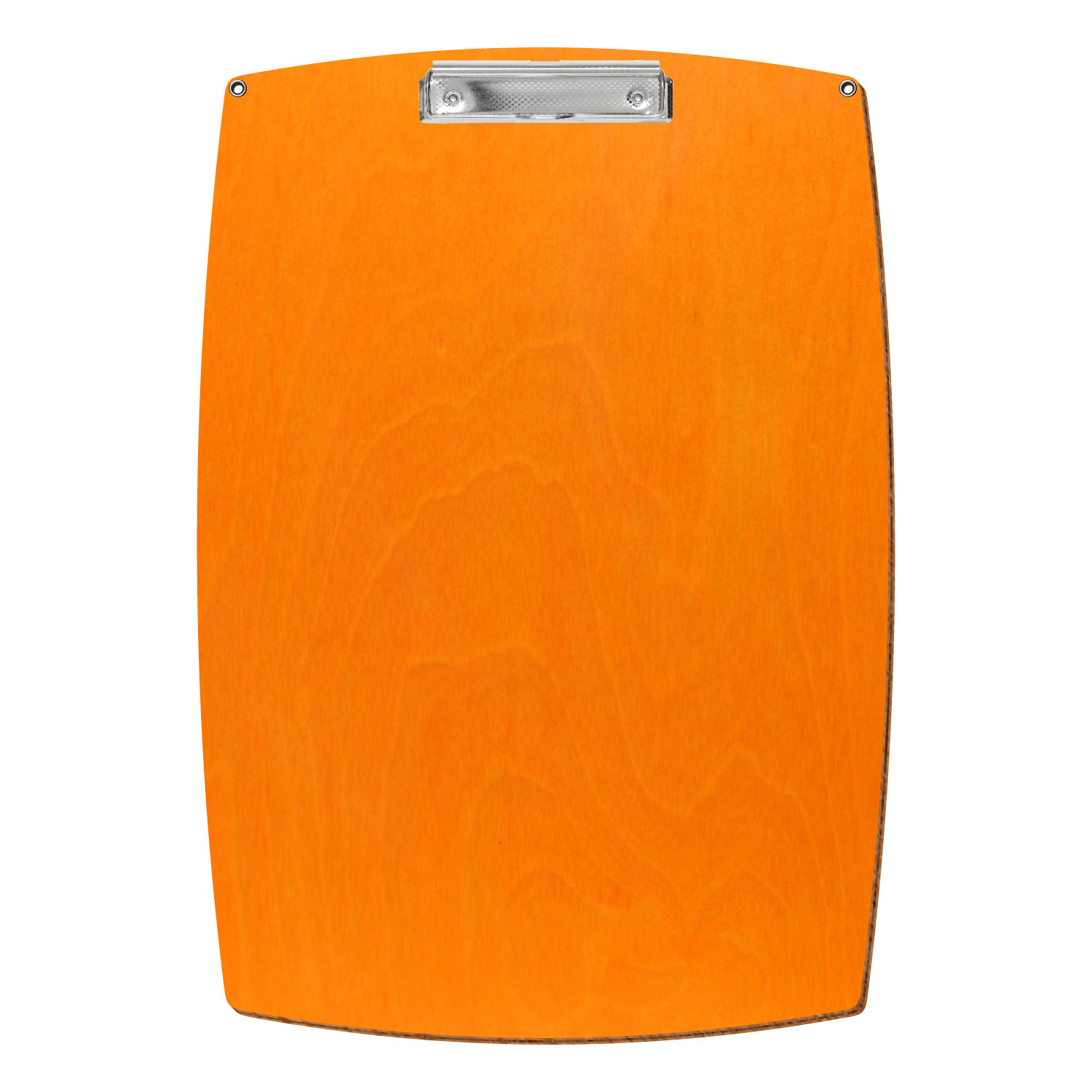 Bütic Holz-Klemmbrett konvex orange mit Aufhängeösen in A3 hochkant mit carbon-silberner Bügelklemme