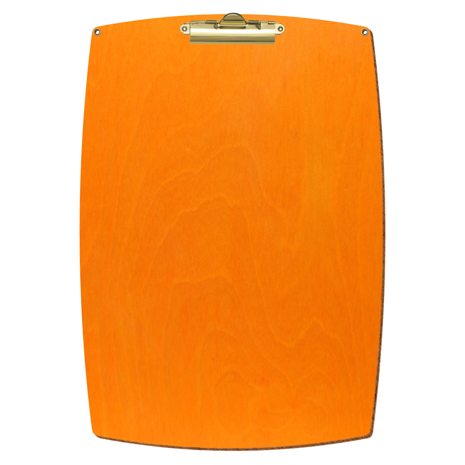 Bütic Holz-Klemmbrett konvex orange mit Aufhängeösen in A3 hochkant mit goldener Zahnklemme