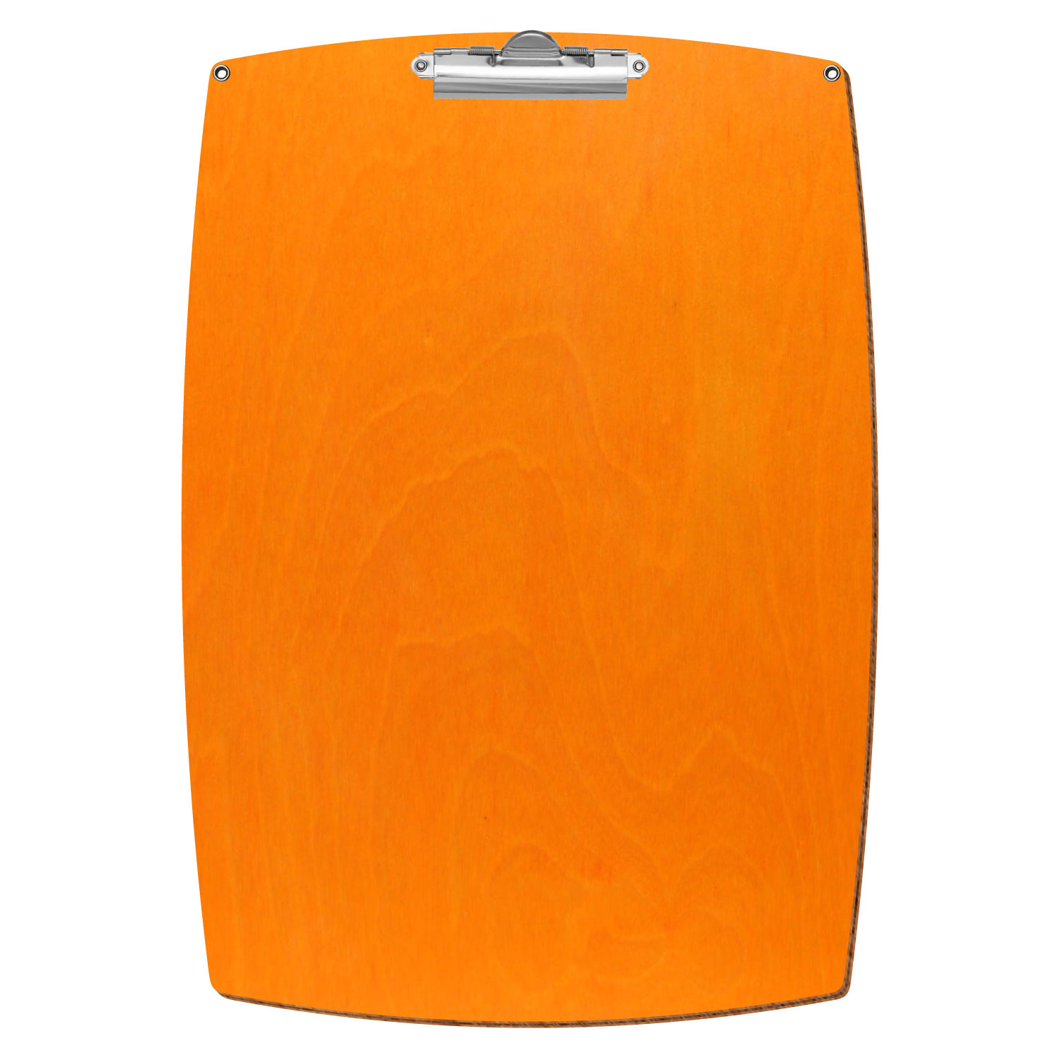 Bütic Holz-Klemmbrett konvex orange mit Aufhängeösen in A3 hochkant mit silberner Zahnklemme