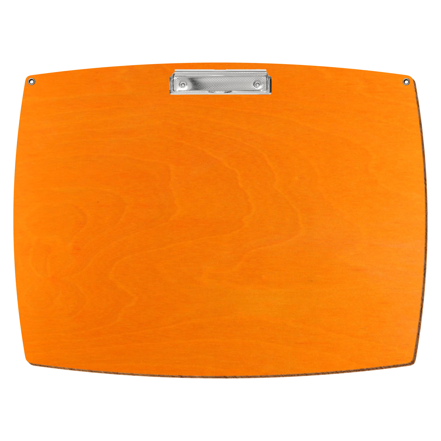 Bütic Holz-Klemmbrett konvex orange mit Aufhängeösen in A3 querkant mit carbon-silberner Bügelklemme