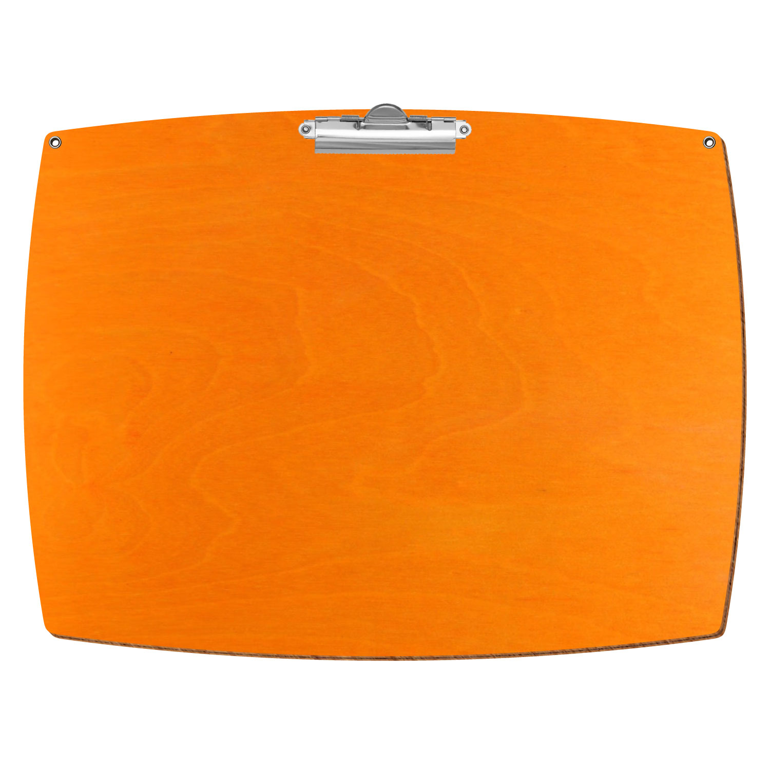 Bütic Holz-Klemmbrett konvex orange mit Aufhängeösen in A3 querkant mit silberner Zahnklemme