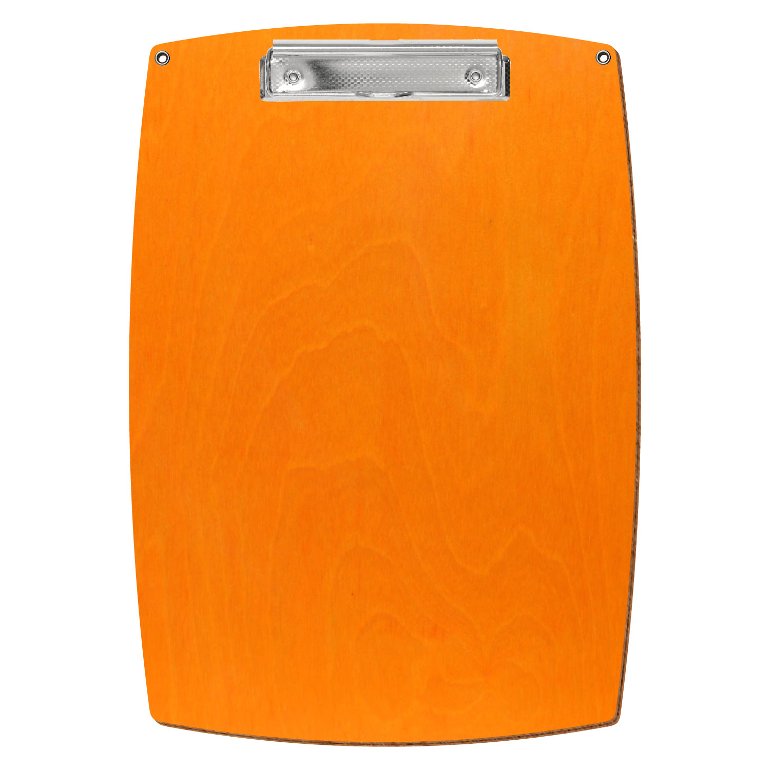 Bütic Holz-Klemmbrett konvex orange mit Aufhängeösen in A4 hochkant mit carbon-silberner Bügelklemme