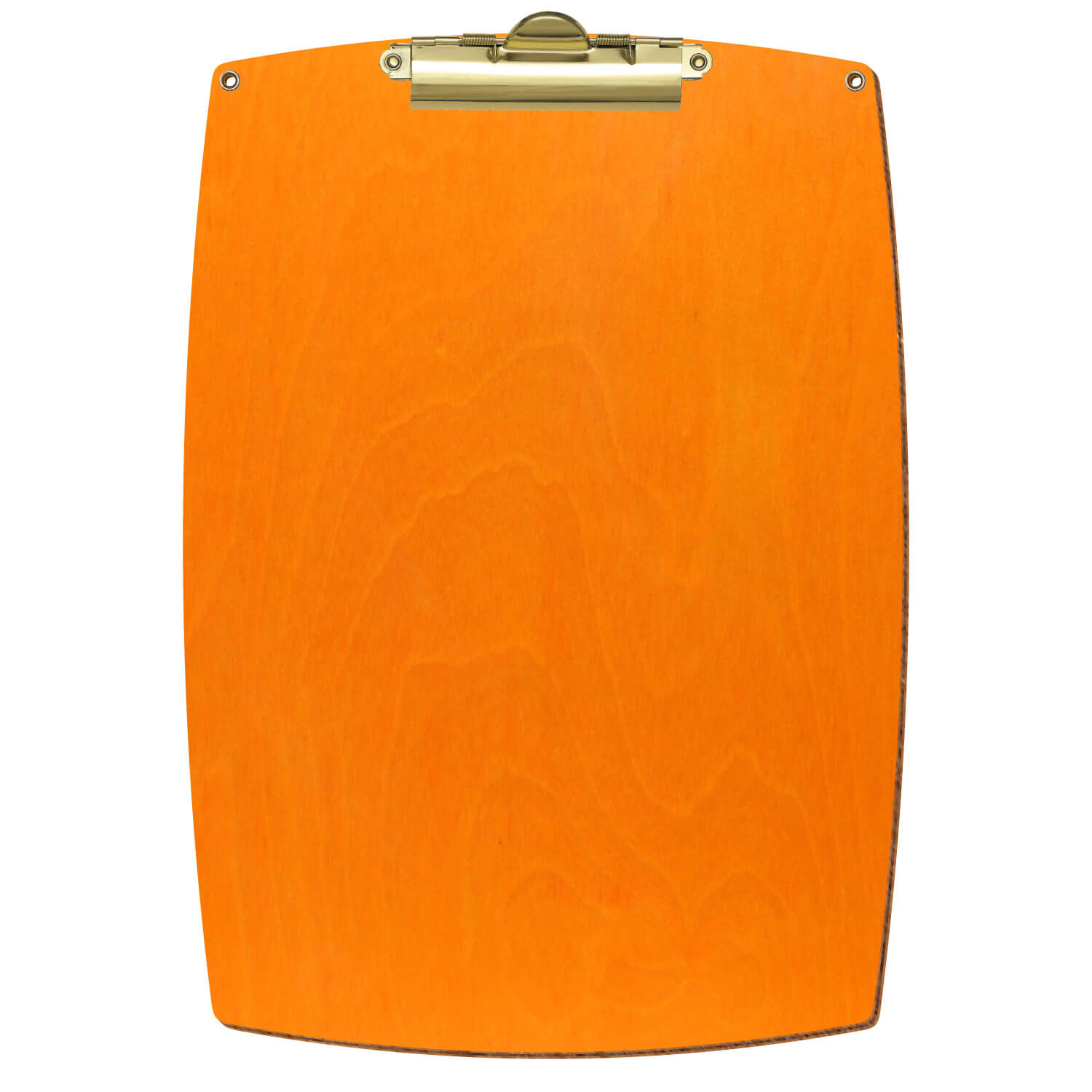 Bütic Holz-Klemmbrett konvex orange mit Aufhängeösen in A4 hochkant mit goldener Zahnklemme