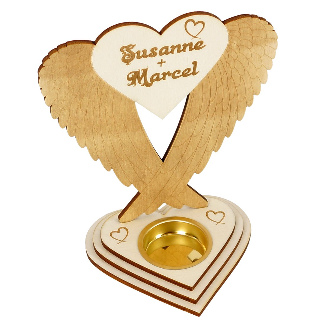Herz Teelichthalter -Liebe- Dekoration - Herz mit Engelsflügel