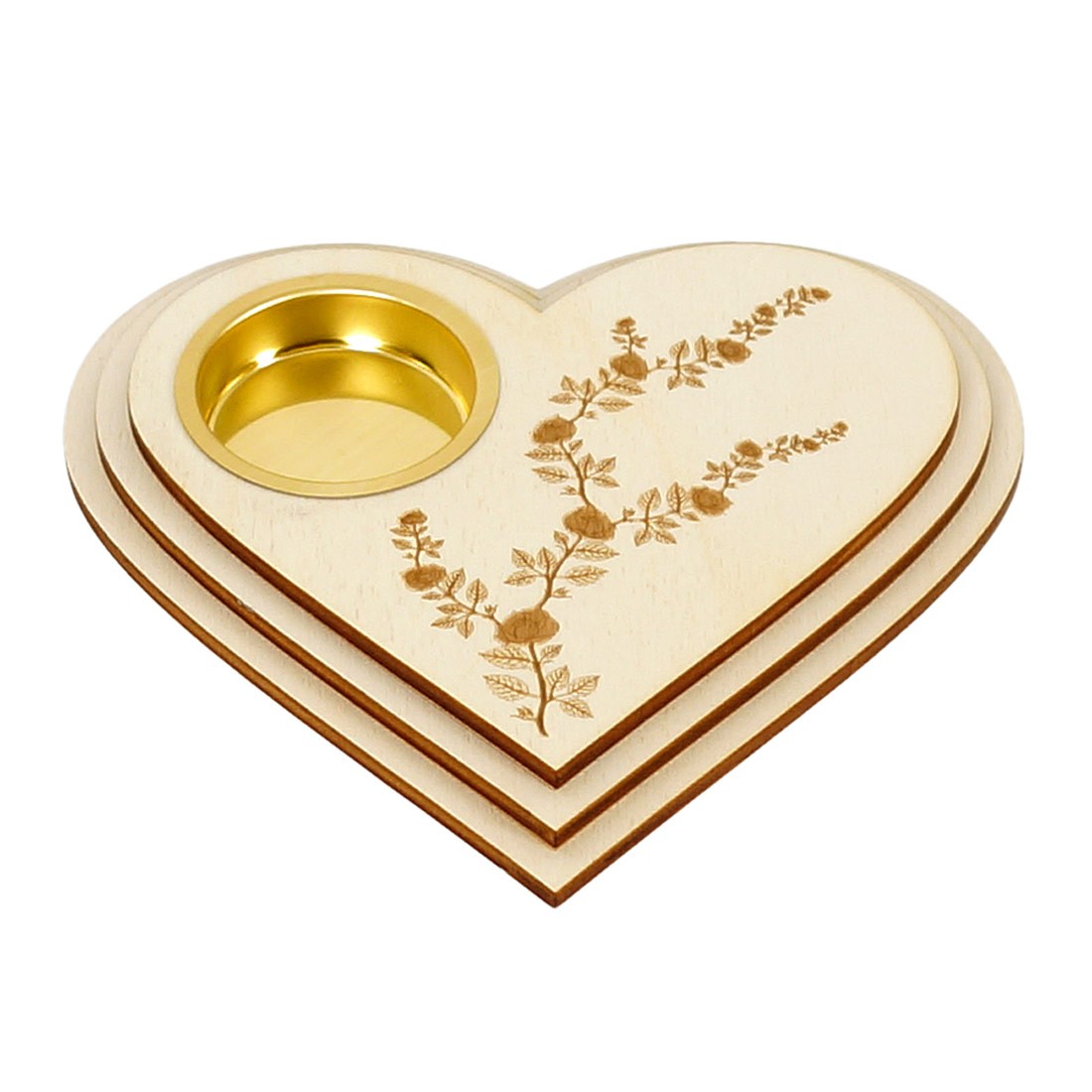 Herz Teelichthalter -Liebe- Dekoration - Herz mit Rosenranke mittig