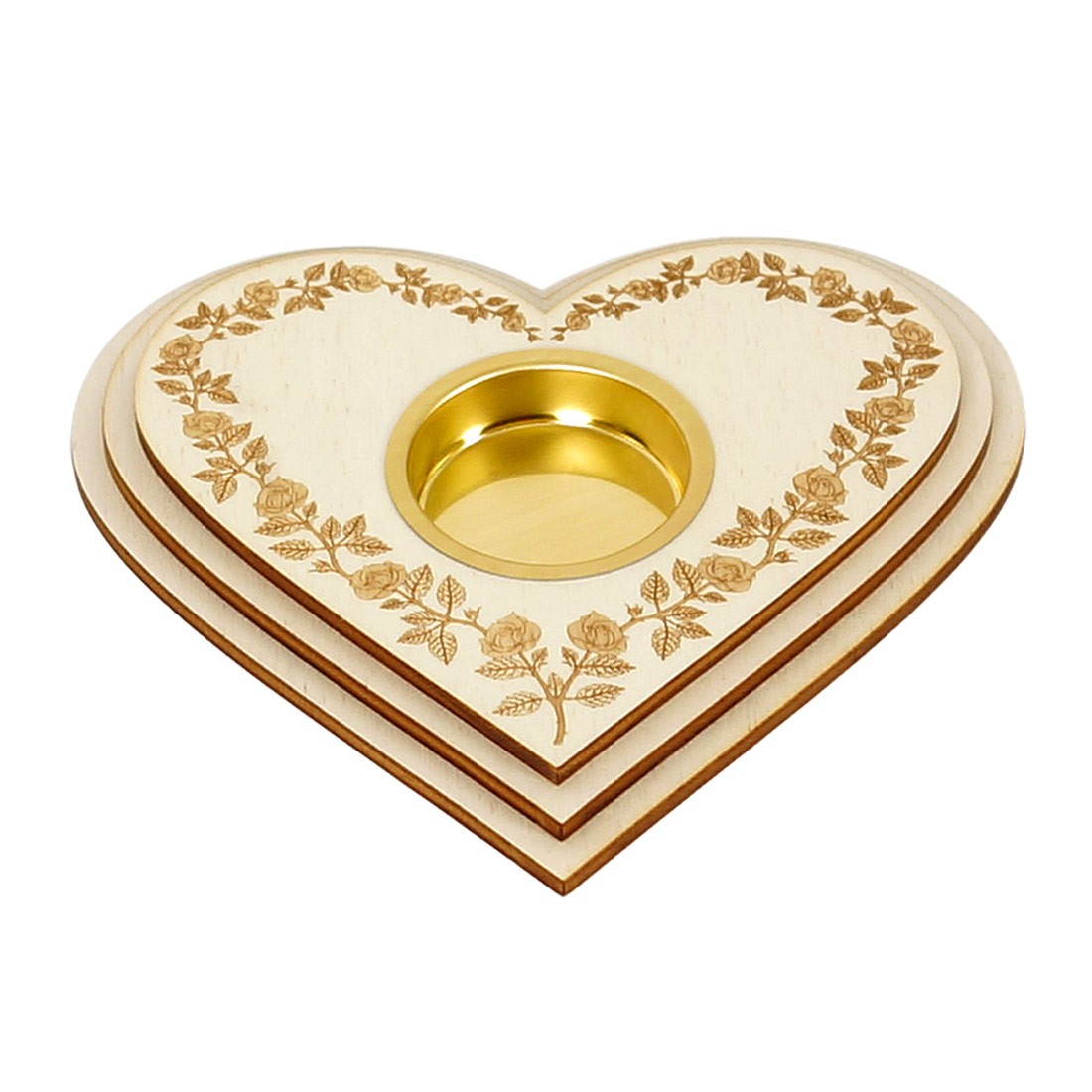Herz Teelichthalter -Liebe- Dekoration - Herz mit Rosenranke beidseitig