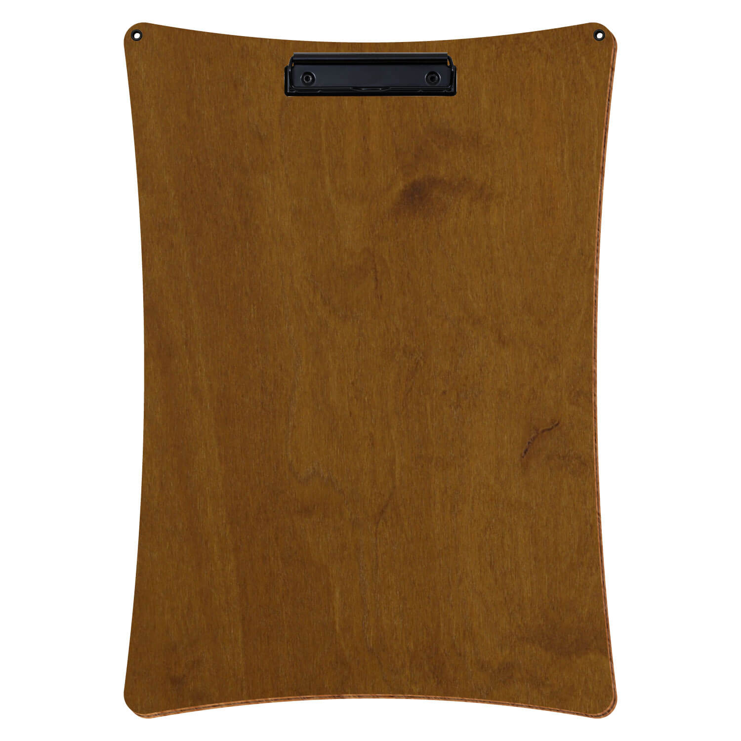 Bütic Holz-Klemmbrett konkav in der Farbe Teak mit Aufhängeösen in A3 hochkant mit schwarzer Bügelklemme