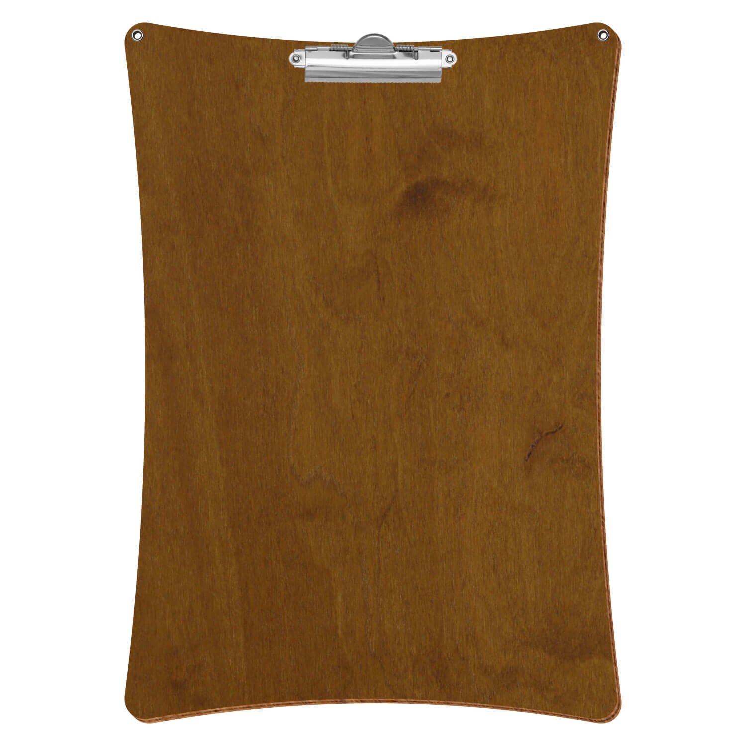 Bütic Holz-Klemmbrett konkav in der Farbe Teak mit Aufhängeösen in A3 hochkant mit silberner Zahnklemme
