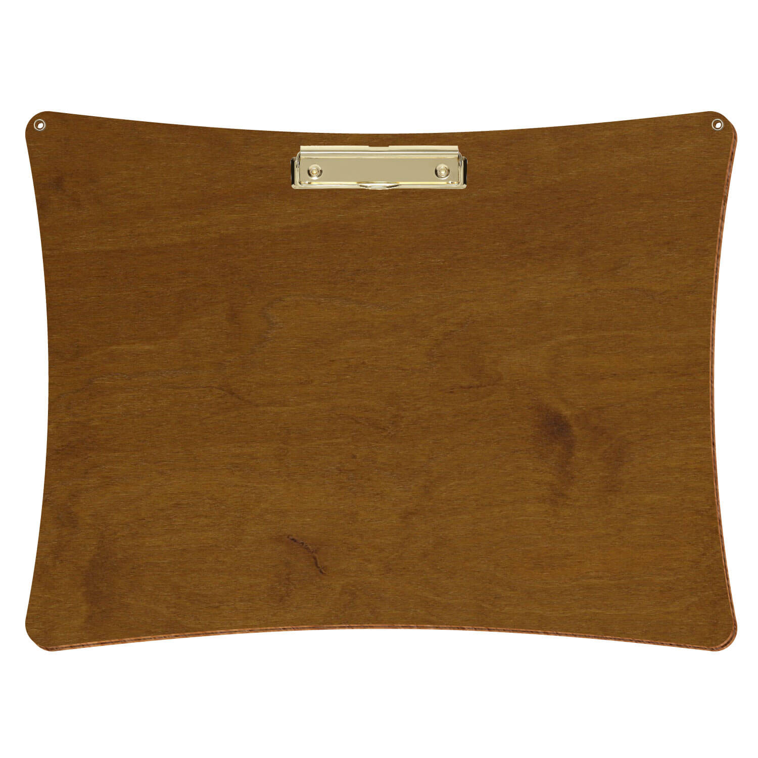 Bütic Holz-Klemmbrett konkav in der Farbe Teak mit Aufhängeösen in A3 querkant mit goldener Bügelklemme