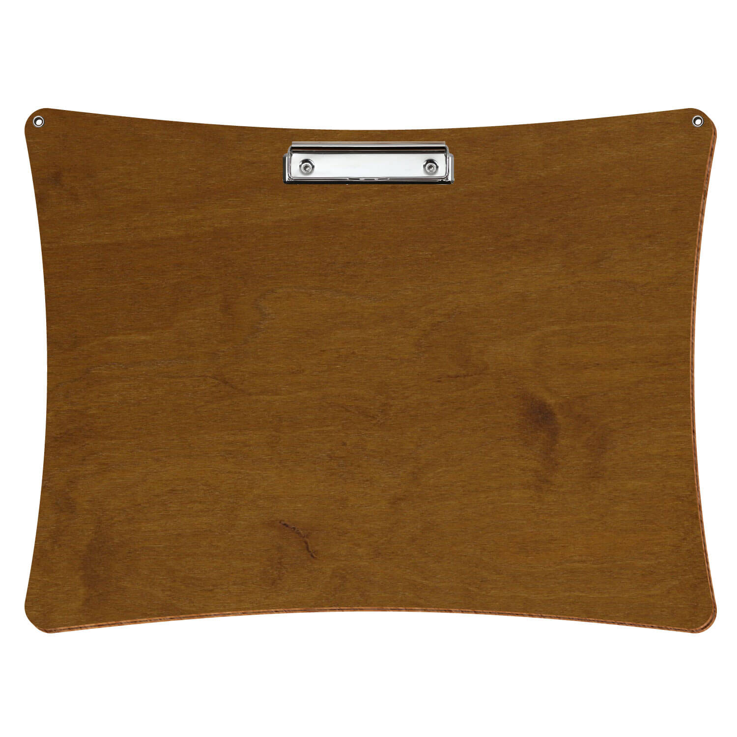 Bütic Holz-Klemmbrett konkav in der Farbe Teak mit Aufhängeösen in A3 querkant mit silberner Bügelklemme