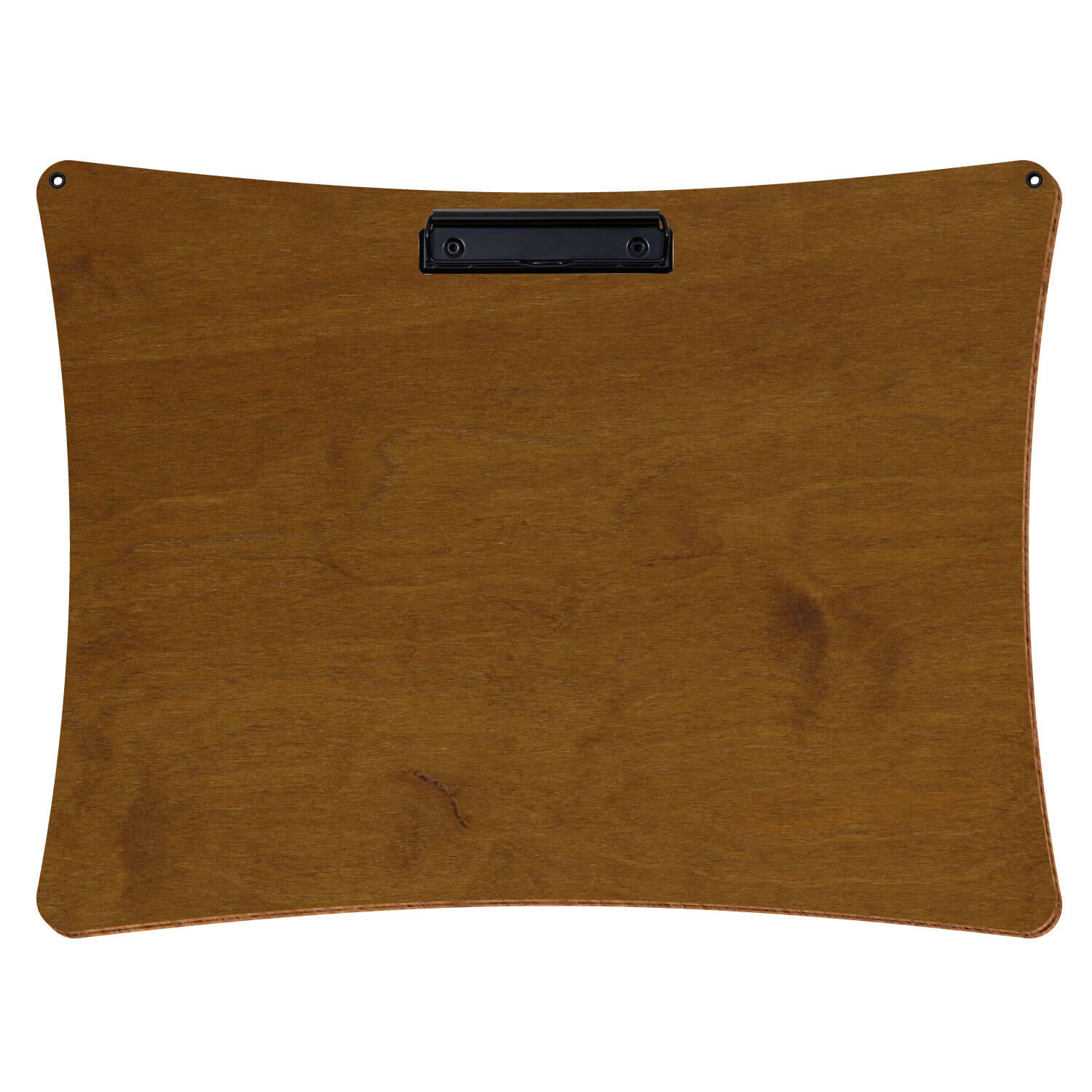 Bütic Holz-Klemmbrett konkav in der Farbe Teak mit Aufhängeösen in A3 querkant mit schwarzer Bügelklemme