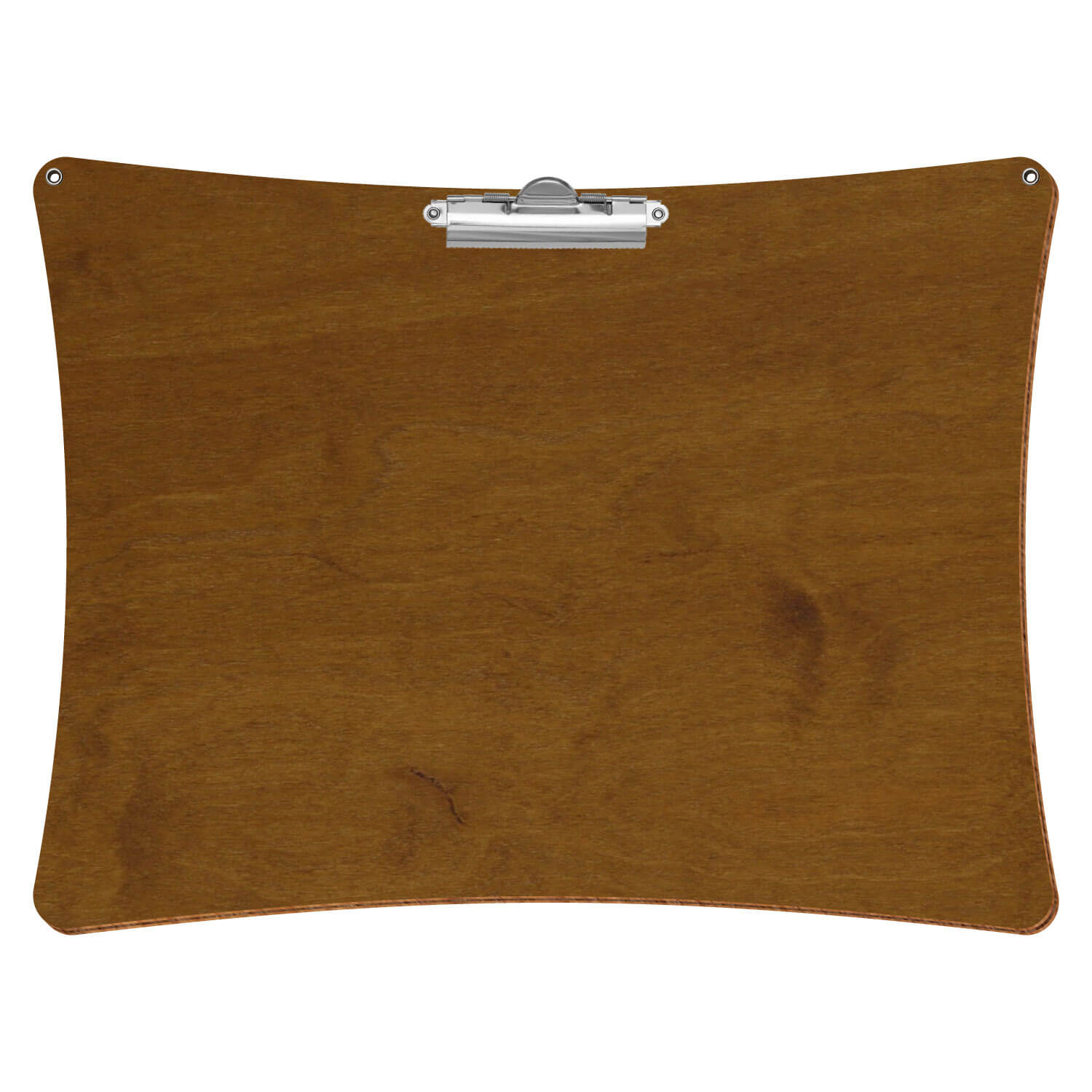 Bütic Holz-Klemmbrett konkav in der Farbe Teak mit Aufhängeösen in A3 querkant mit silberner Zahnklemme