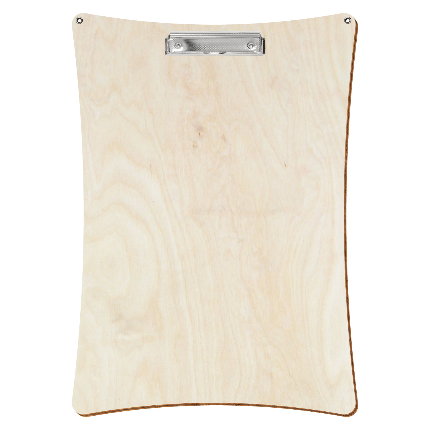 Bütic Holz-Klemmbrett konkav naturfarben mit Aufhängeösen in A3 hochkant mit carbon-silberner Bügelklemme