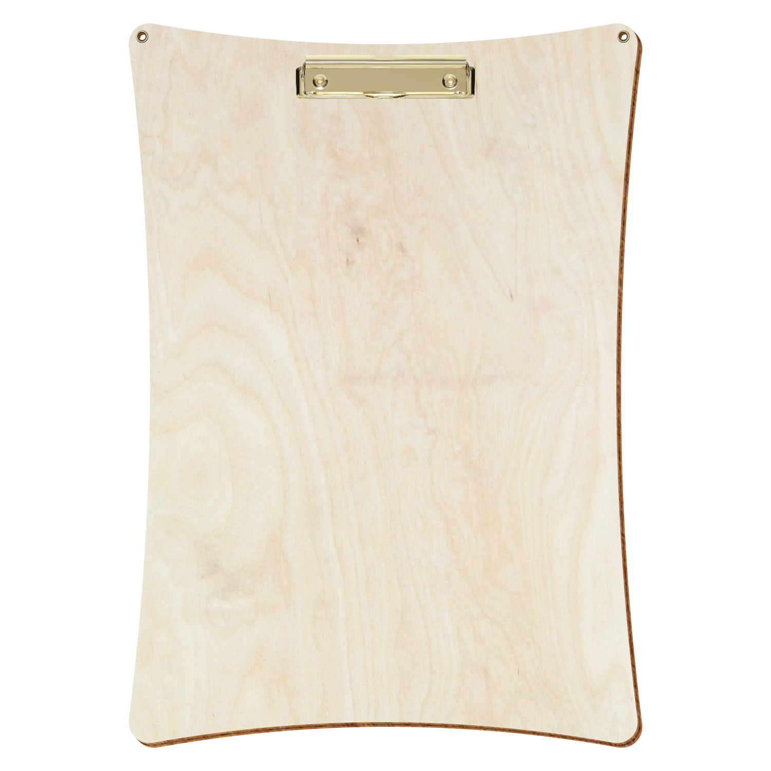 Bütic Holz-Klemmbrett konkav naturfarben mit Aufhängeösen in A3 hochkant mit goldener Bügelklemme