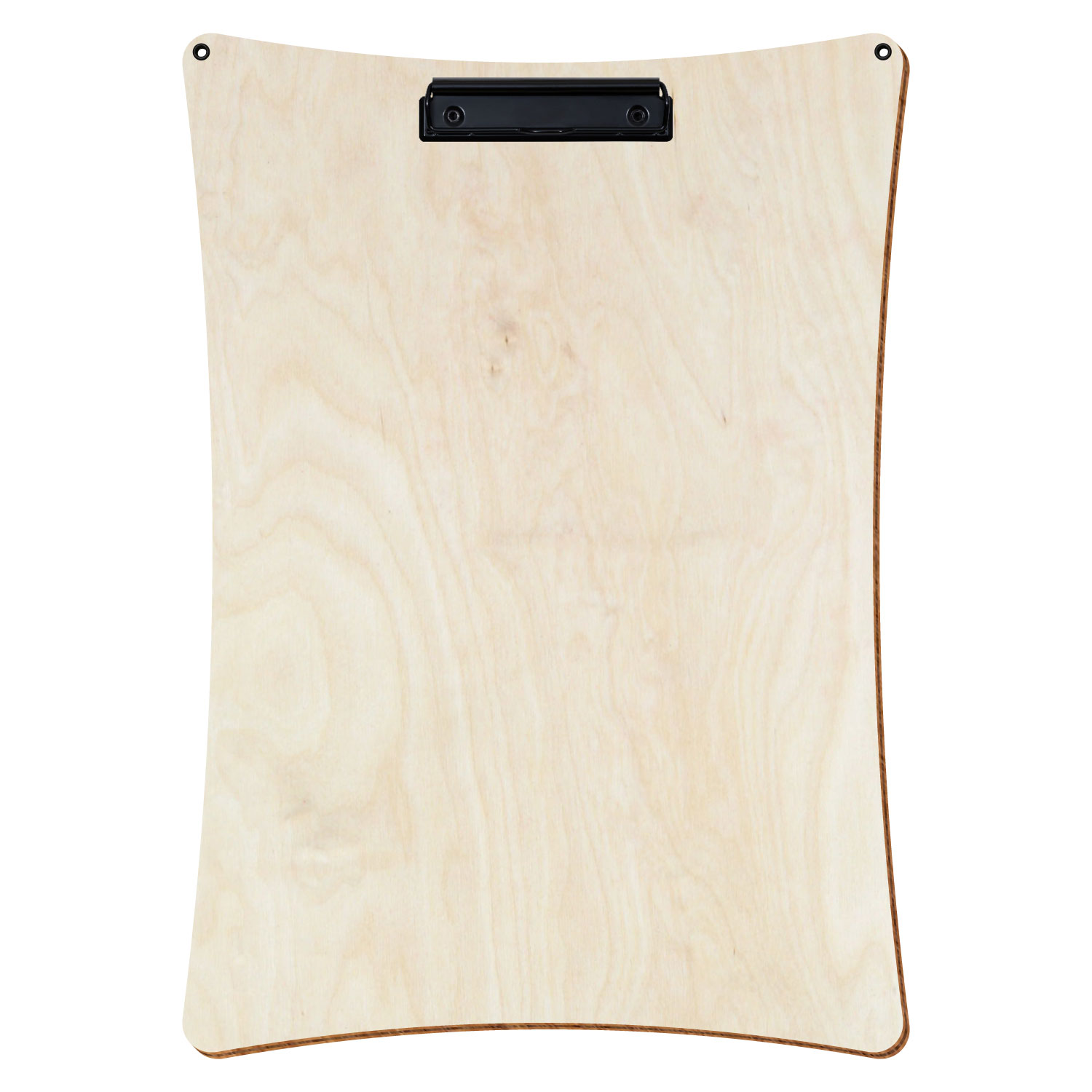 Bütic Holz-Klemmbrett konkav naturfarben mit Aufhängeösen in A3 hochkant mit schwarzer Bügelklemme