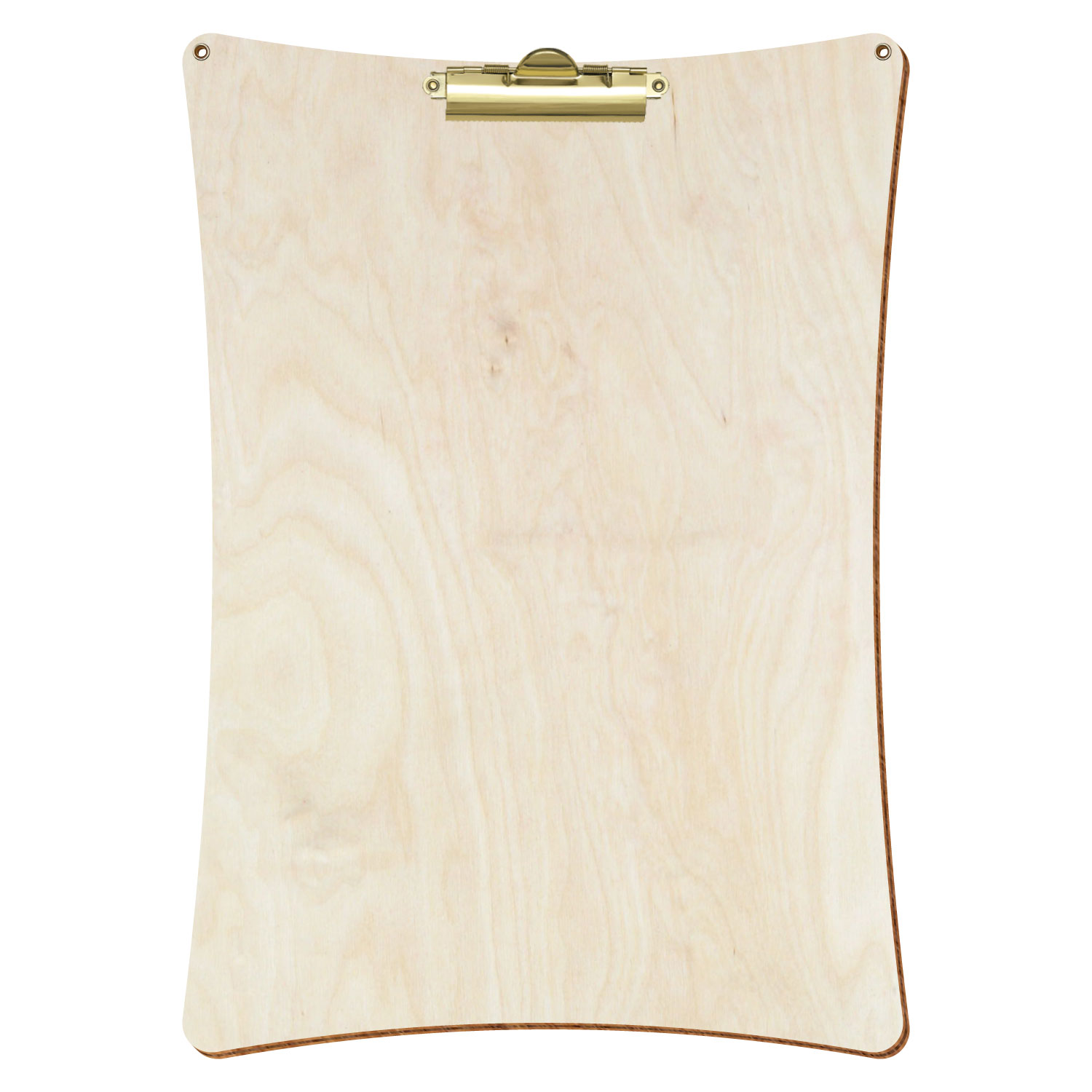 Bütic Holz-Klemmbrett konkav naturfarben mit Aufhängeösen in A3 hochkant mit goldener Zahnklemme