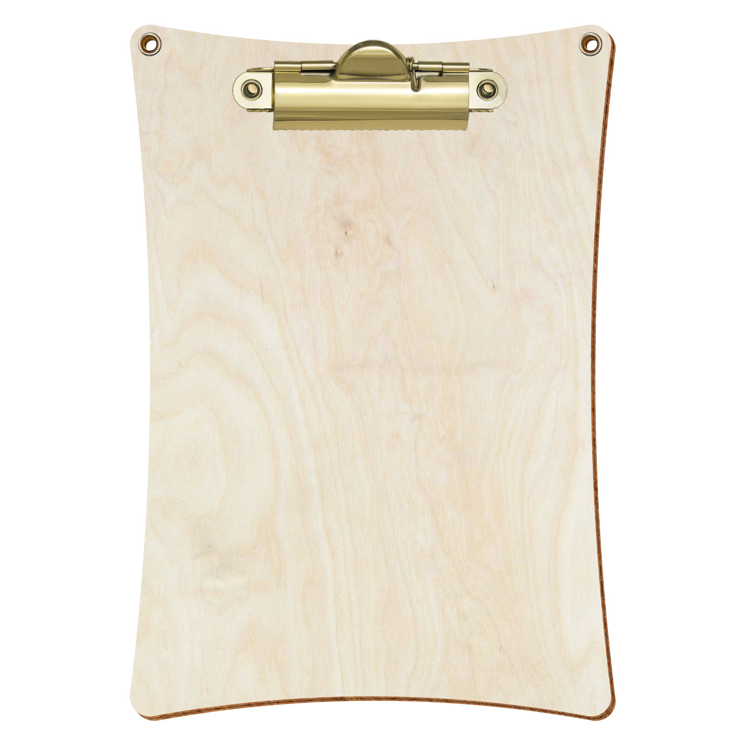 Bütic Holz-Klemmbrett konkav naturfarben mit Aufhängeösen in A6 hochkant mit goldener Zahnklemme