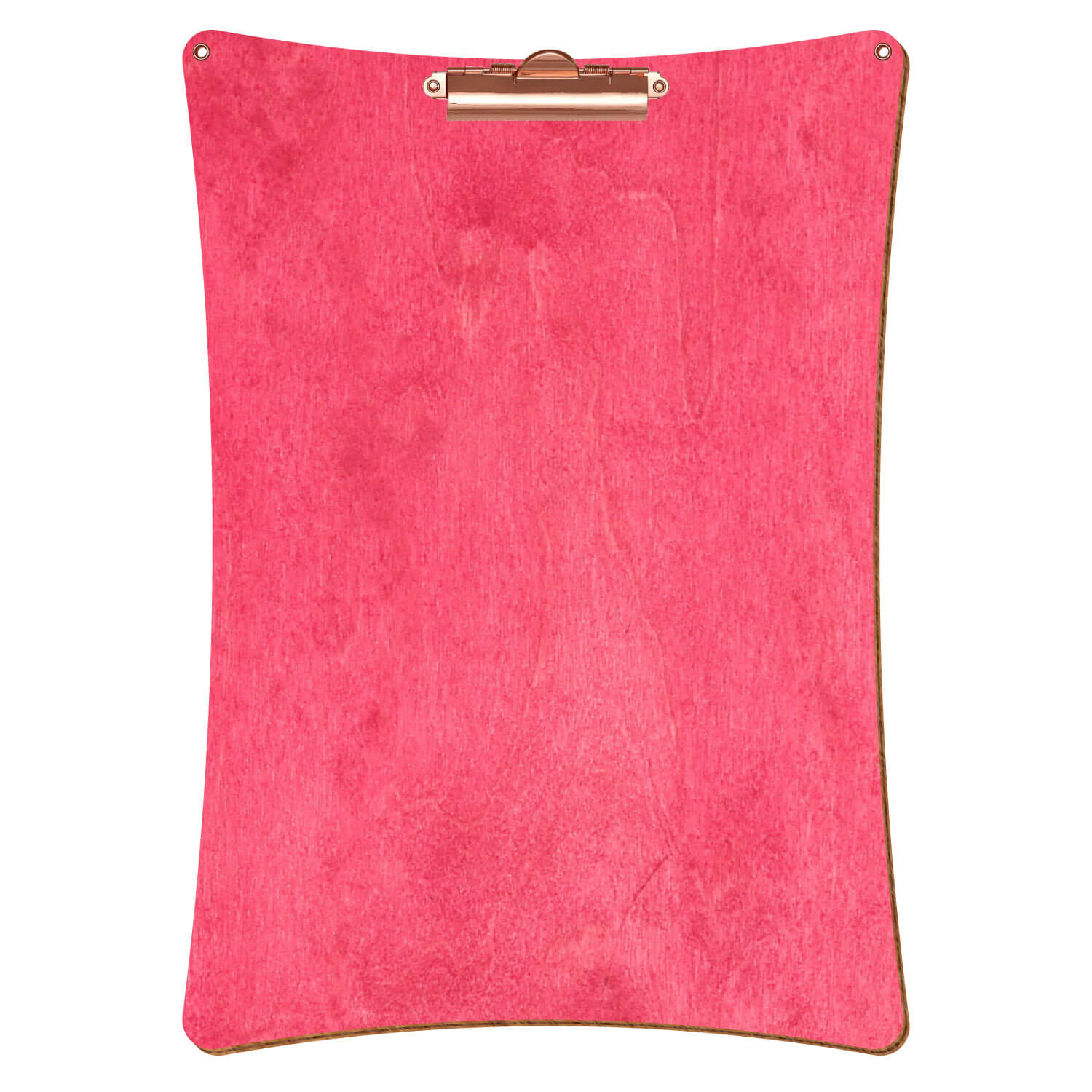 Bütic Holz-Klemmbrett konkav dunkelpink mit Aufhängeösen in A3 hochkant mit roségoldener Zahnklemme