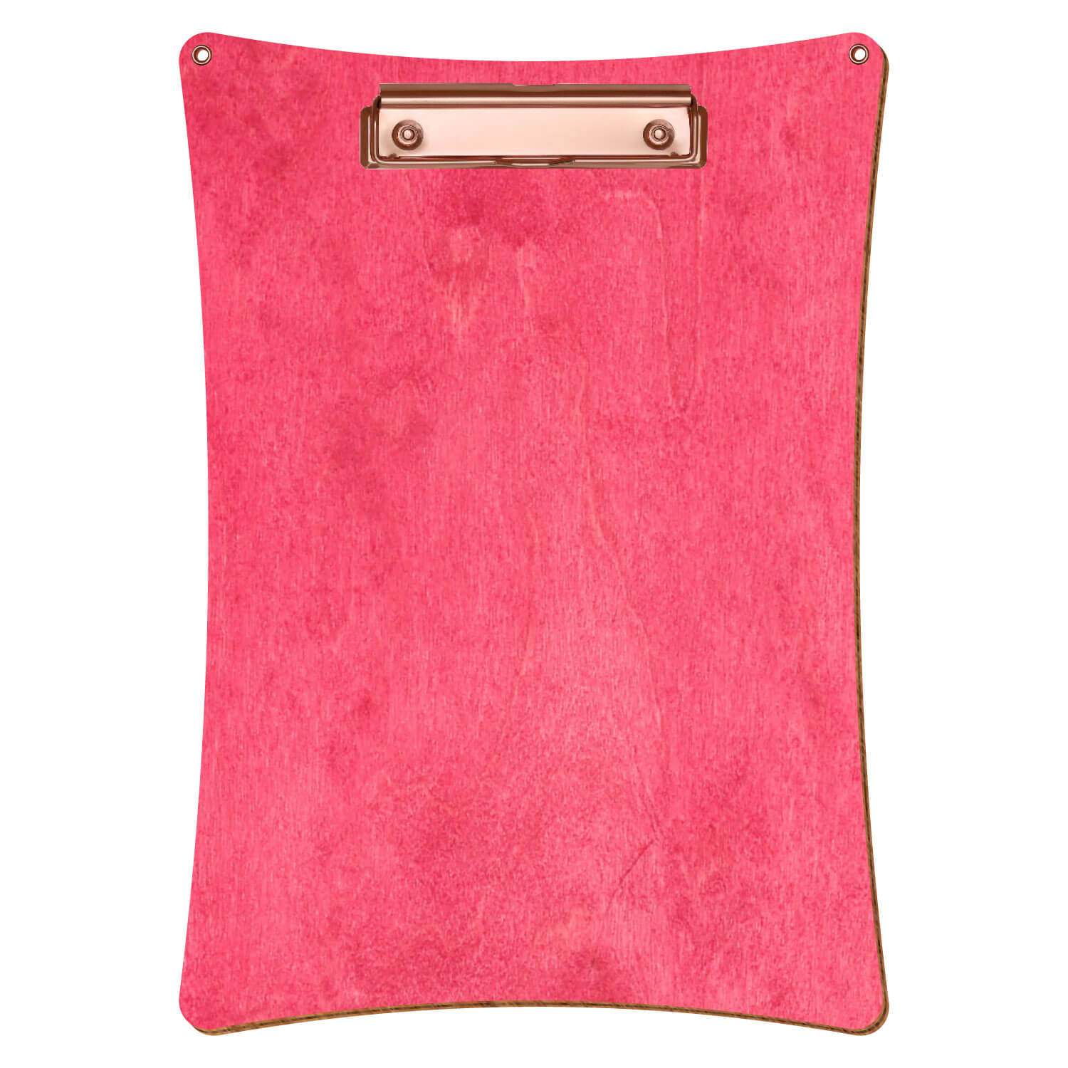 Bütic Holz-Klemmbrett konkav dunkelpink mit Aufhängeösen in A4 hochkant mit roségoldener Bügelklemme