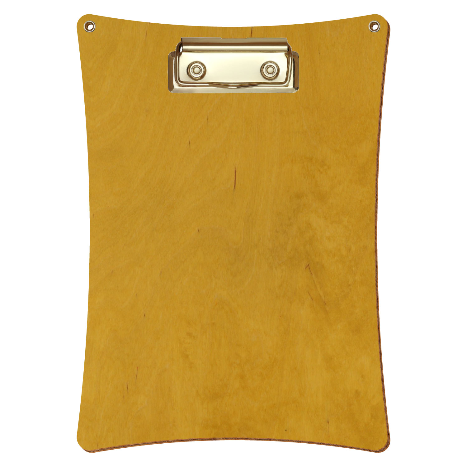 Bütic Holz-Klemmbrett konkav in der Farbe Eiche hell mit Aufhängeösen in A5 hochkant mit goldener Bügelklemme