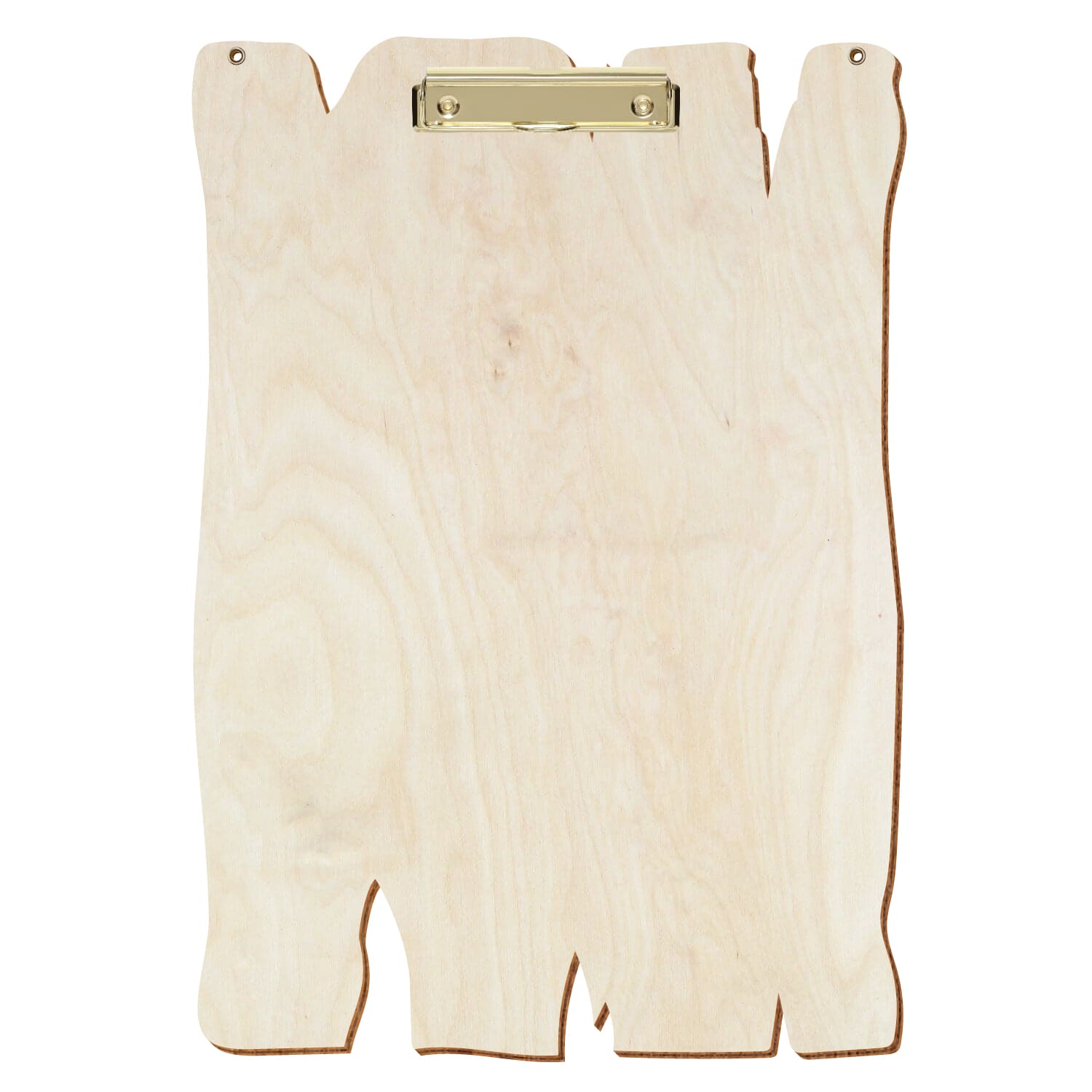 Klemmbrett Holzbrettform mit 2 Ösen Birke natur A3 hochkant Bügelklemme gold