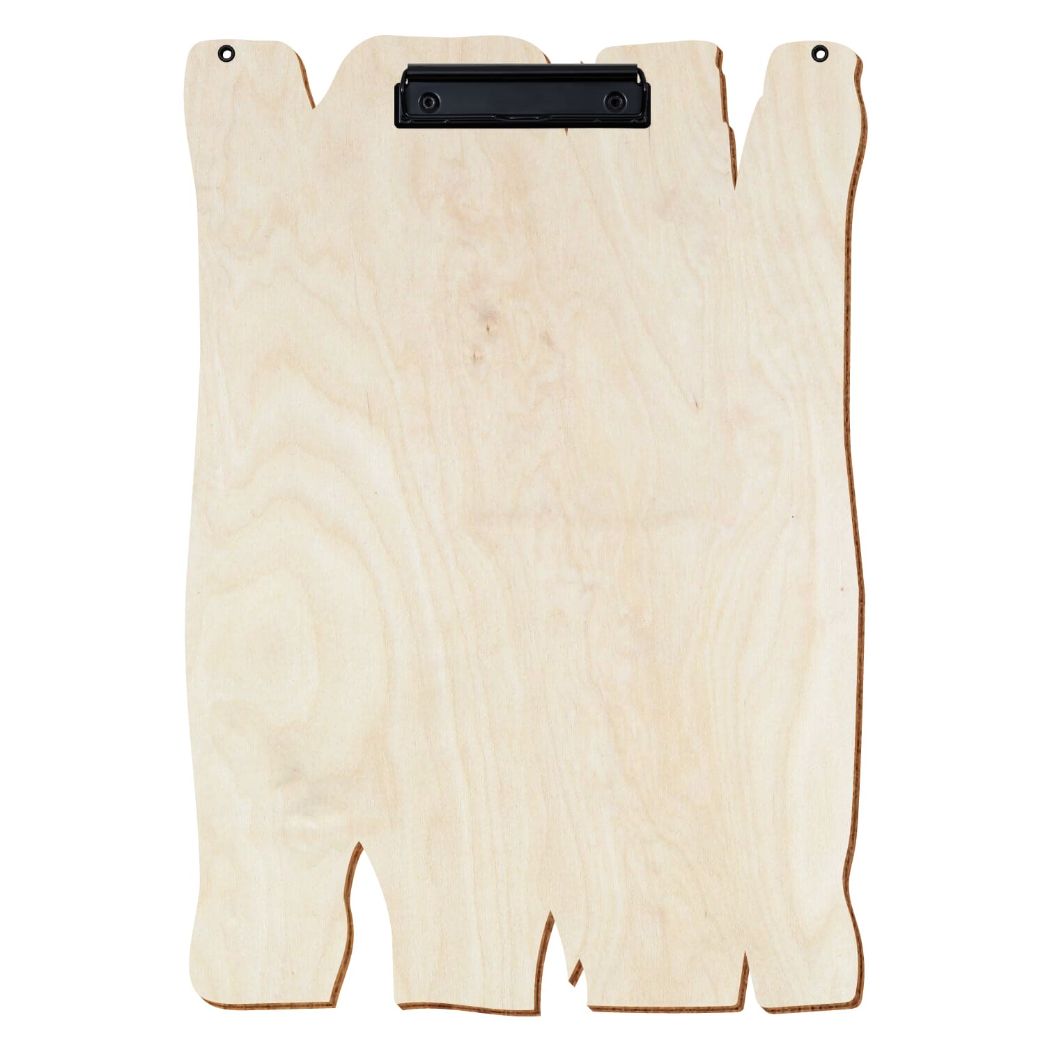 Klemmbrett Holzbrettform mit 2 Ösen Birke natur A3 hochkant Bügelklemme schwarz