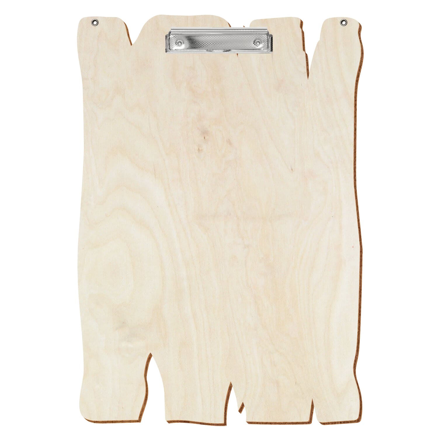 Klemmbrett Holzbrettform mit 2 Ösen Birke natur A3 hochkant Bügelklemme silber carbon