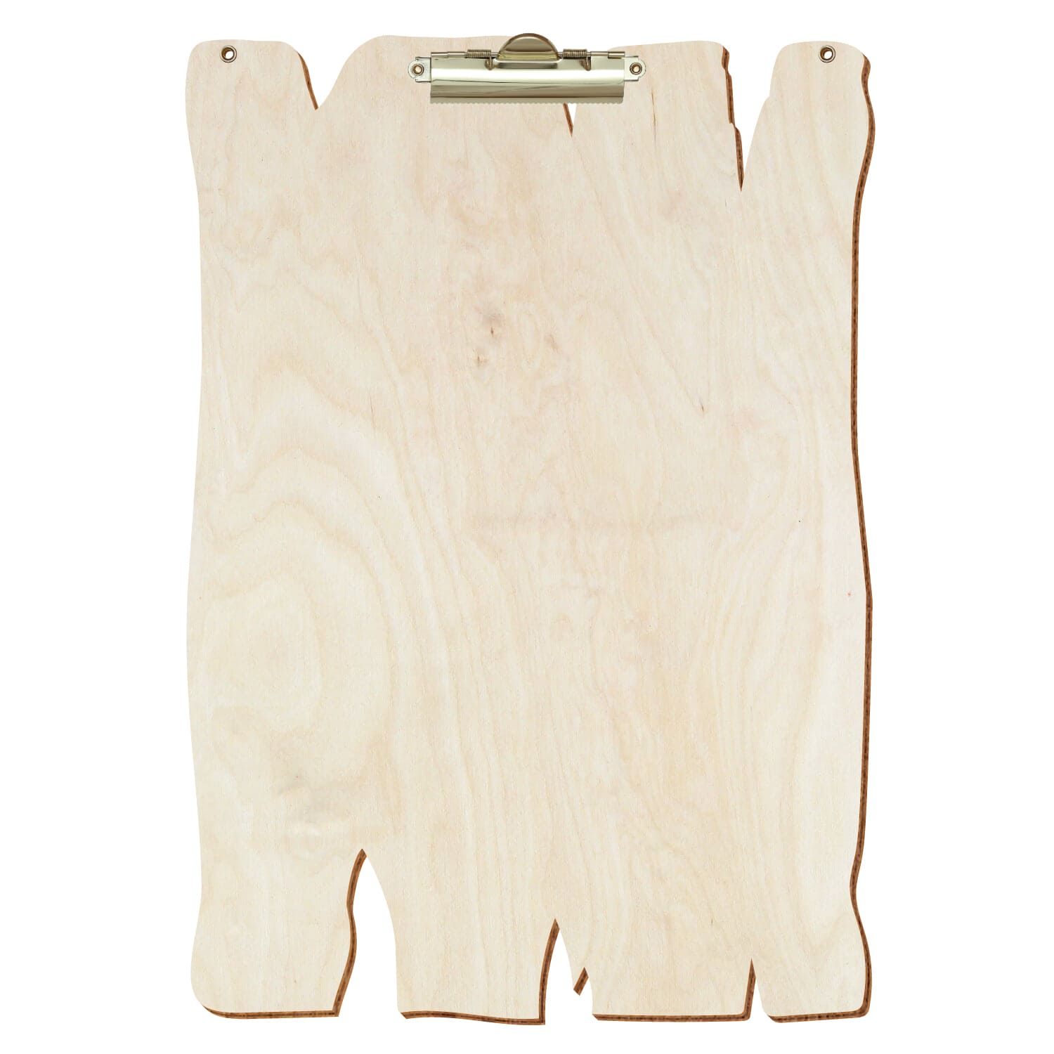 Klemmbrett Holzbrettform mit 2 Ösen Birke natur A3 hochkant Zahnklemme gold