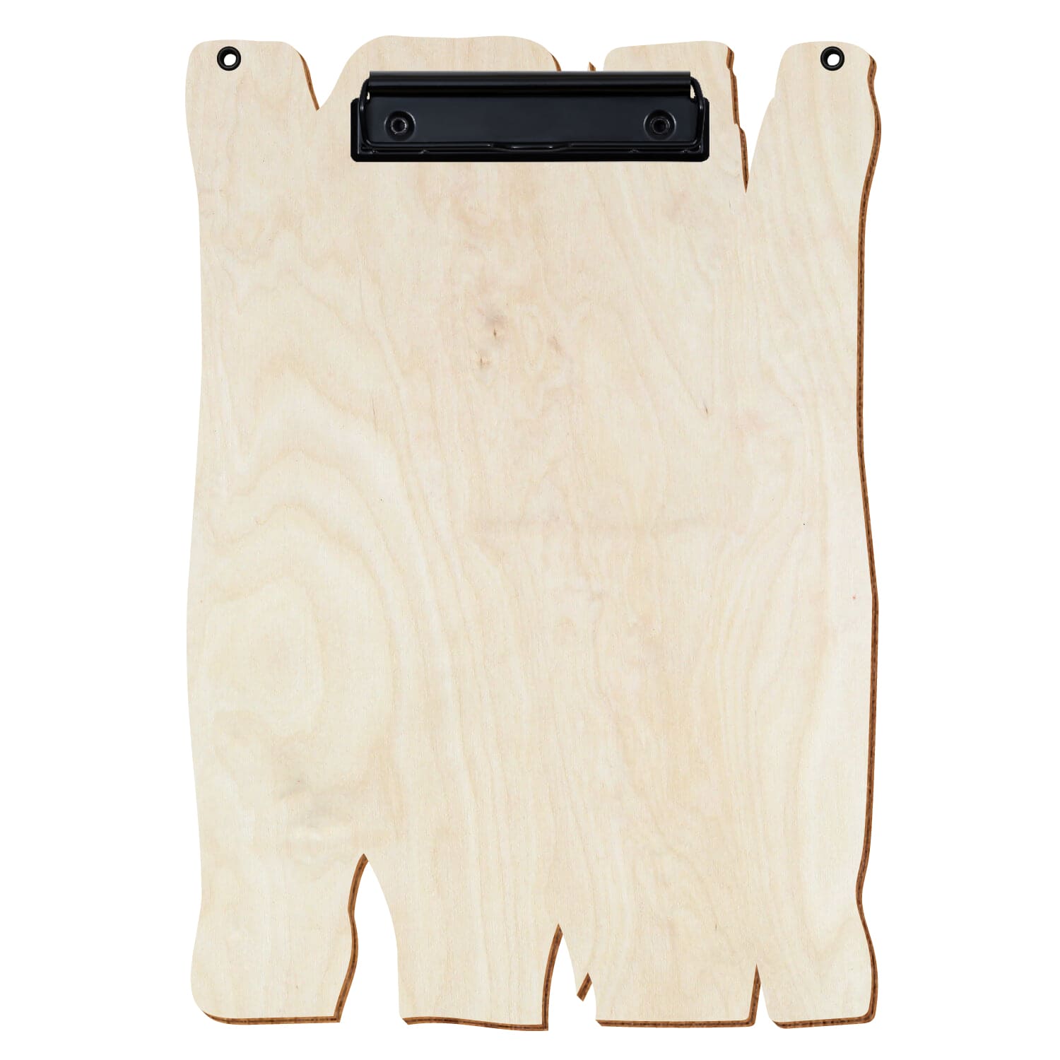 Klemmbrett Holzbrettform mit 2 Ösen Birke natur A4 hochkant Bügelklemme schwarz